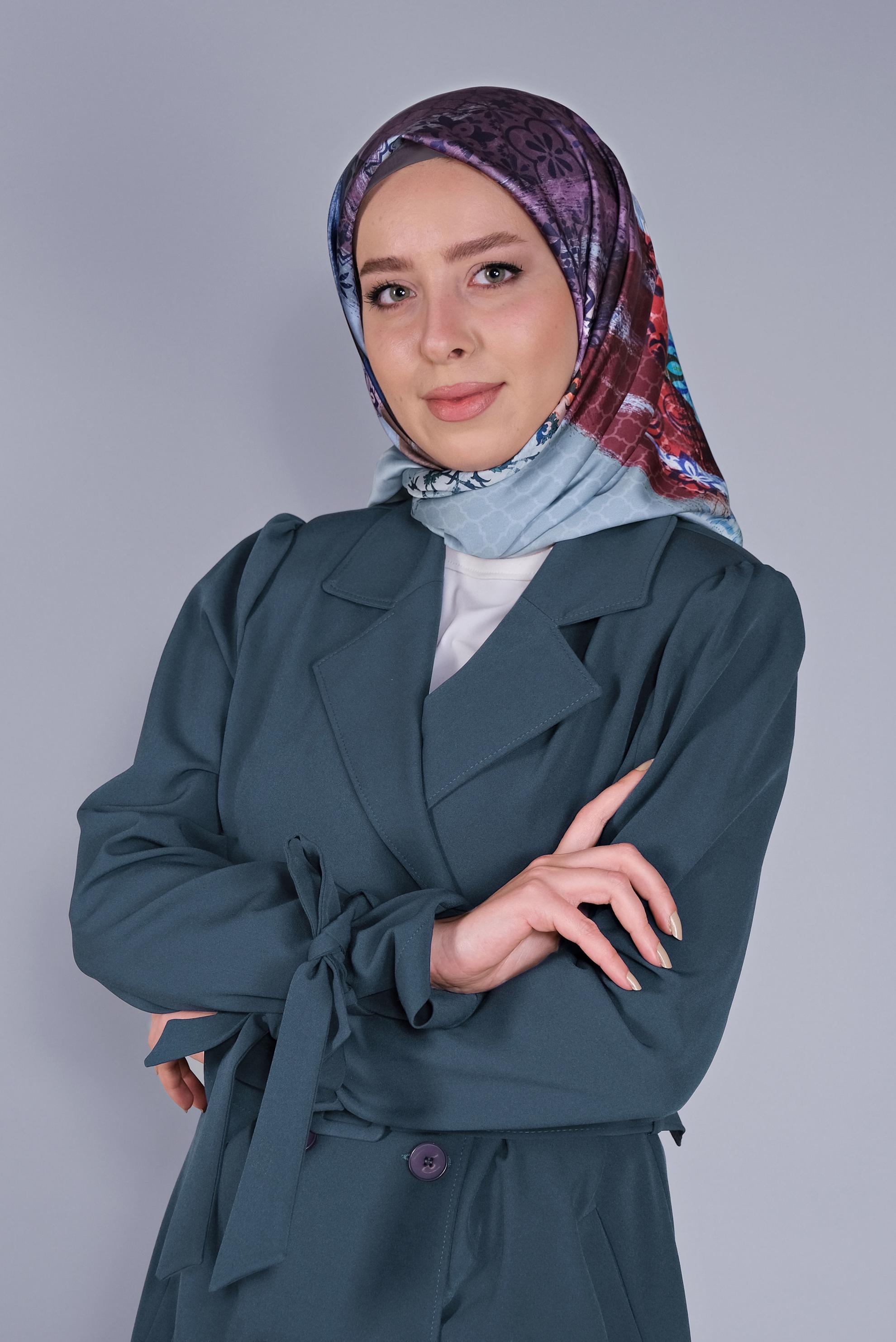 Vêtements hijab BLEU FOULARD À MOTIF NUMÉRIQUE ALVINA 5379