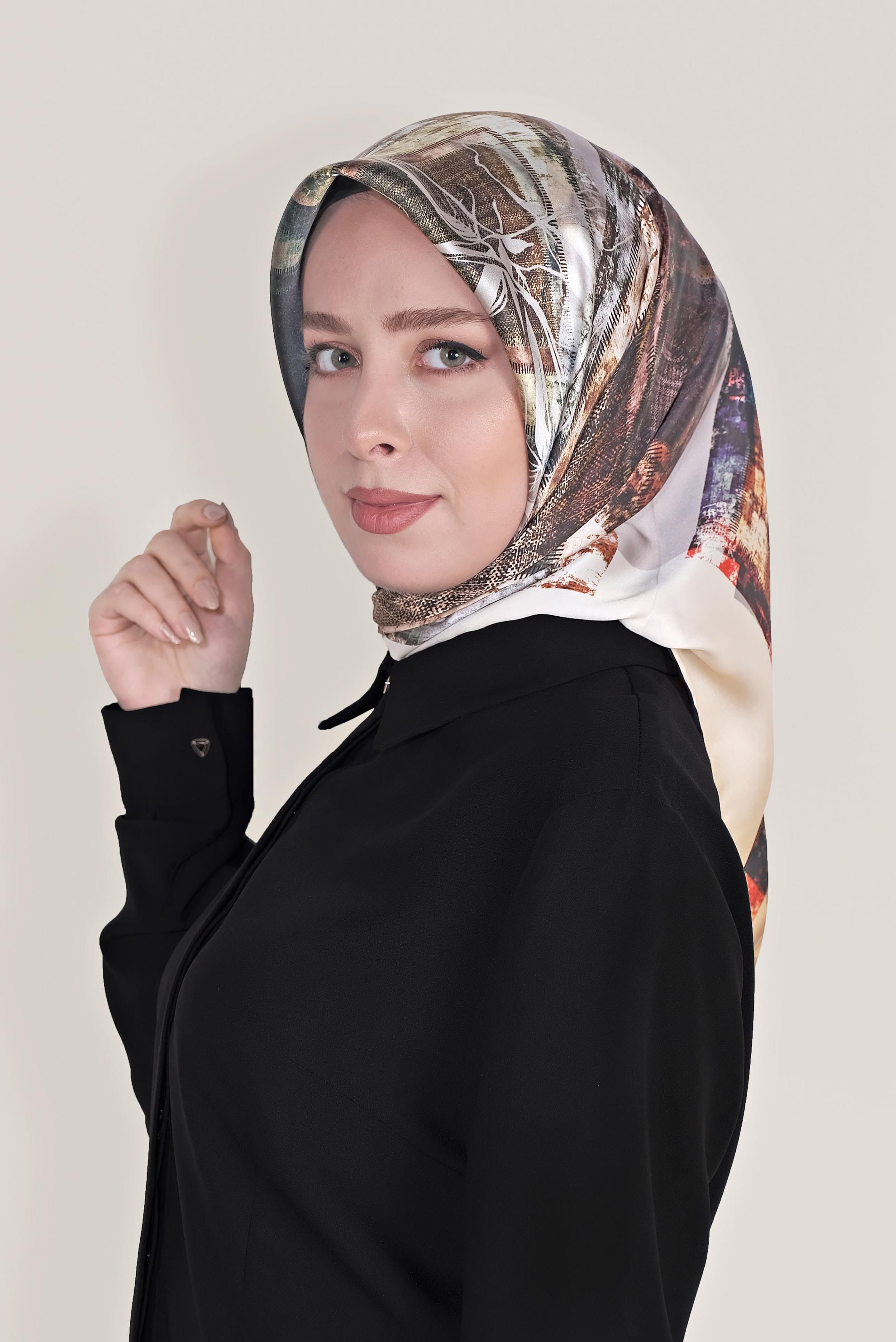 Tesettür giyim SİYAH ALVİNA İPEK EŞARP 5380 
