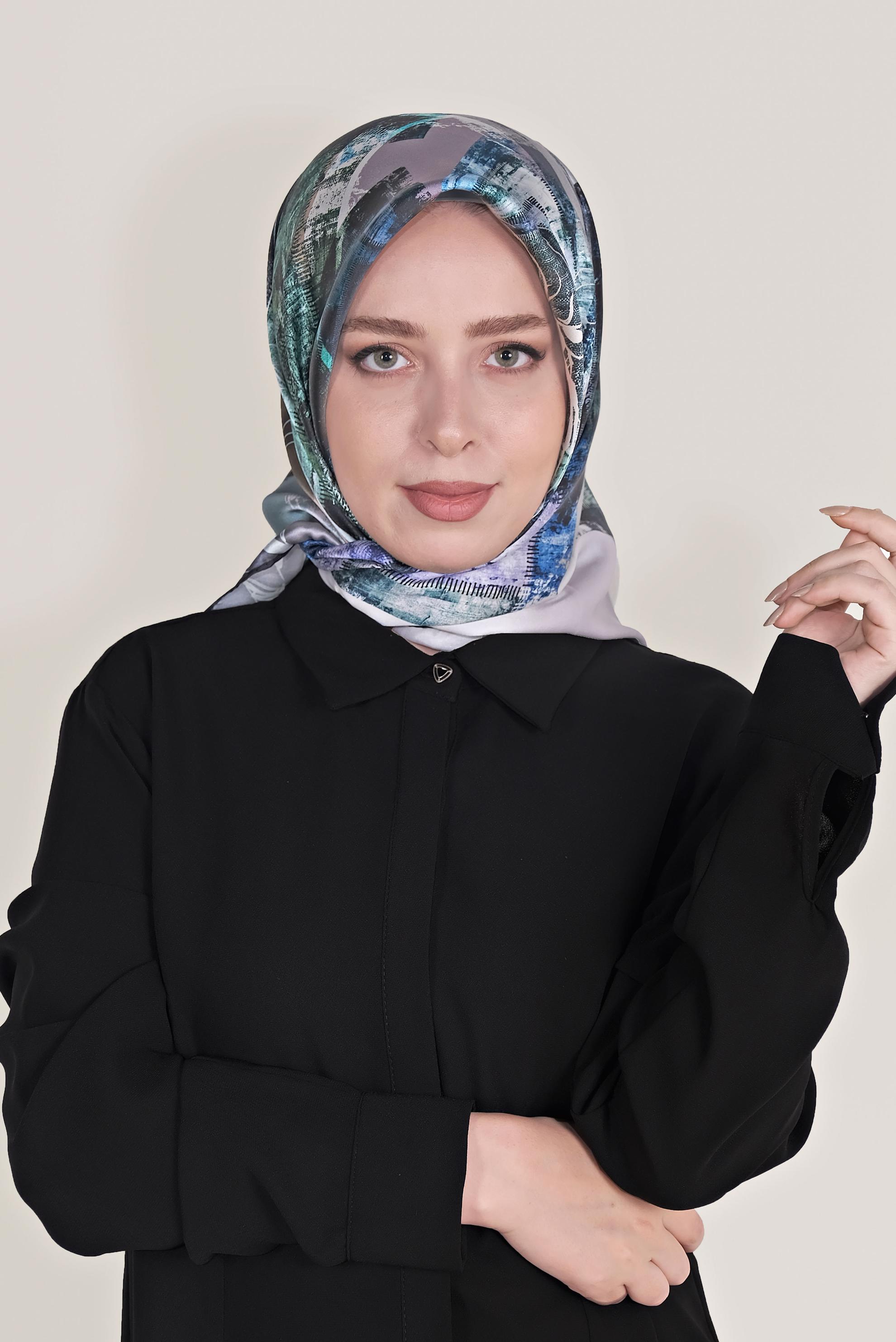 Tesettür giyim YEŞİL ALVİNA İPEK EŞARP 5380 
