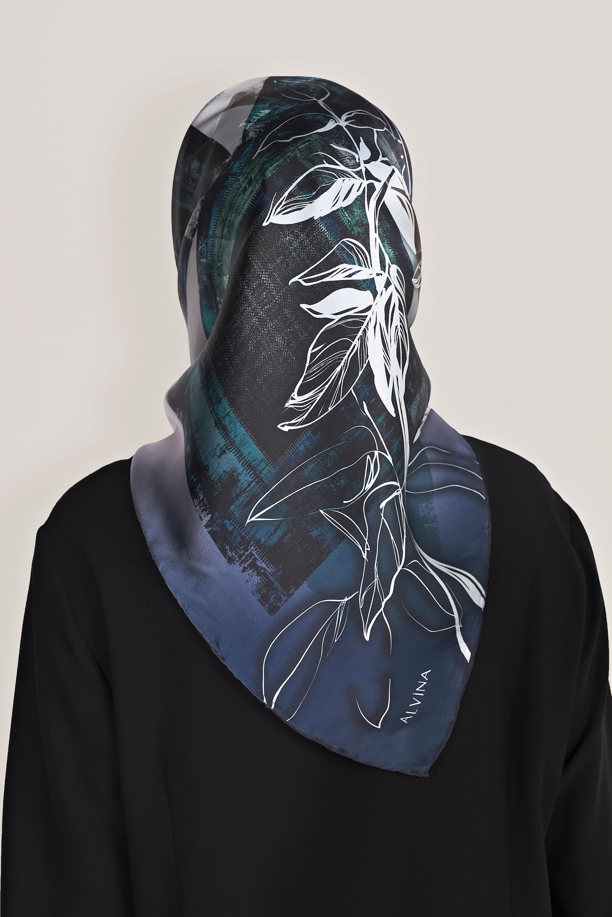 Tesettür giyim YEŞİL ALVİNA İPEK EŞARP 5380 