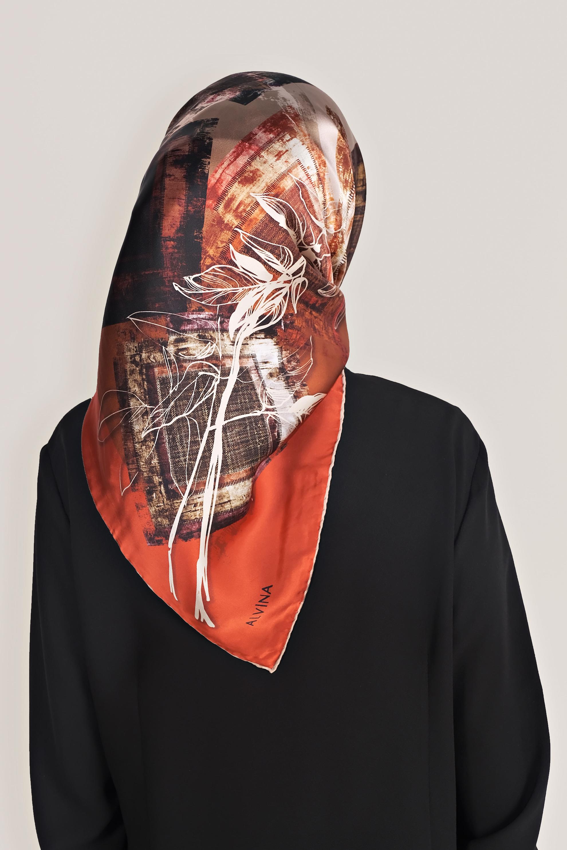 Tesettür giyim TABA ALVİNA İPEK EŞARP 5380 