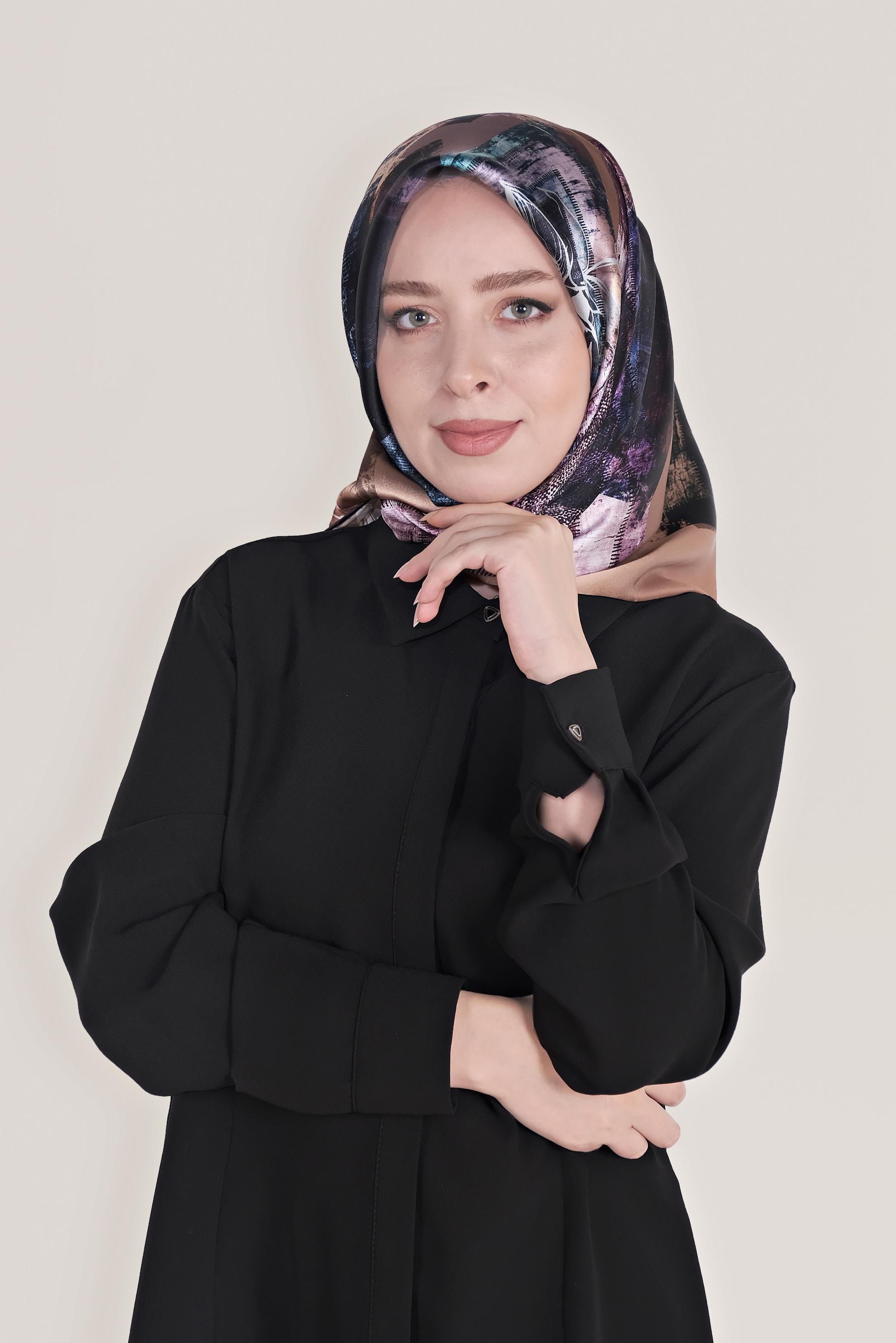 Tesettür giyim PUDRA ALVİNA İPEK EŞARP 5380 