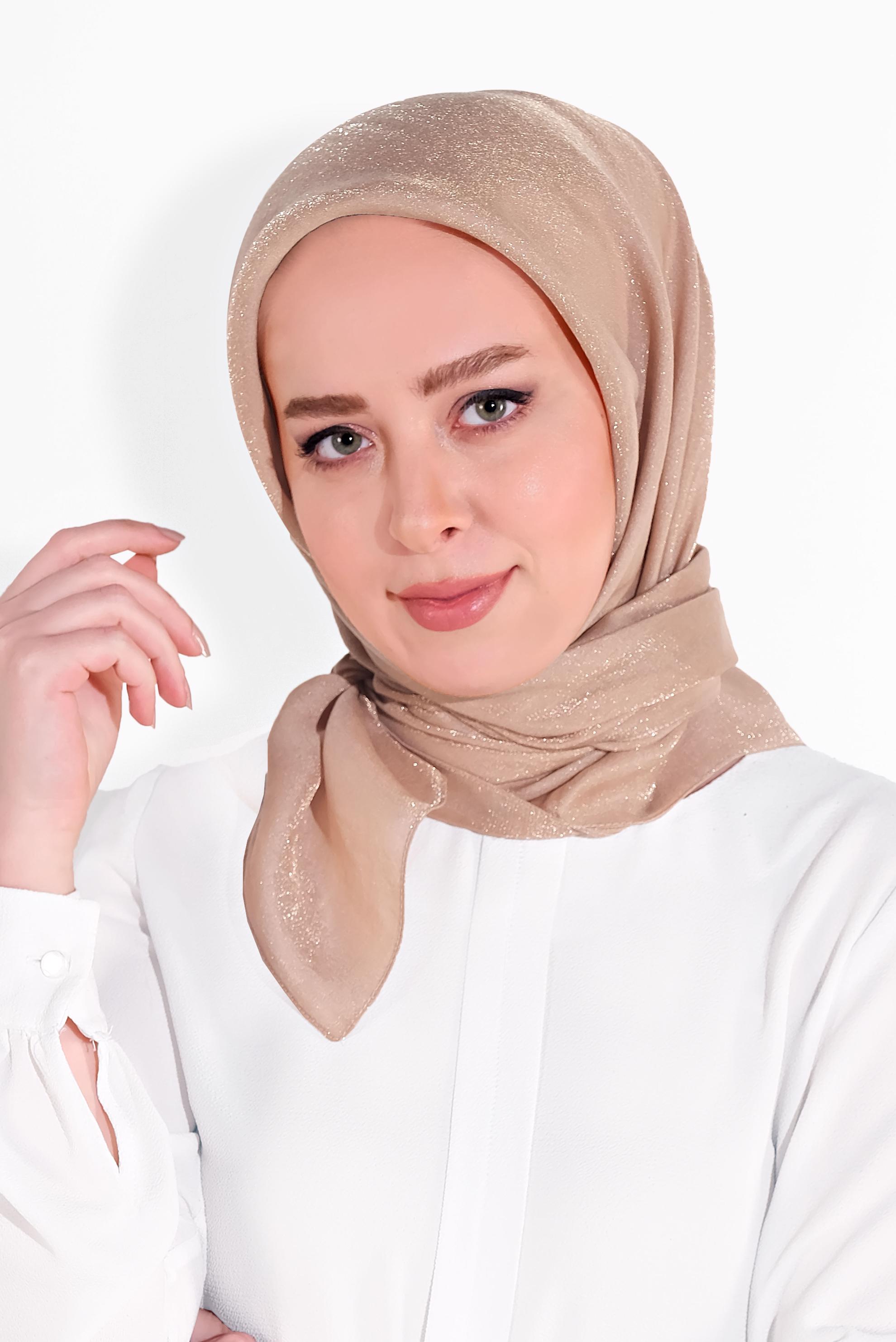 Tesettür giyim PUDRA 8022 ALVİNA KEHRİBAR EŞARP