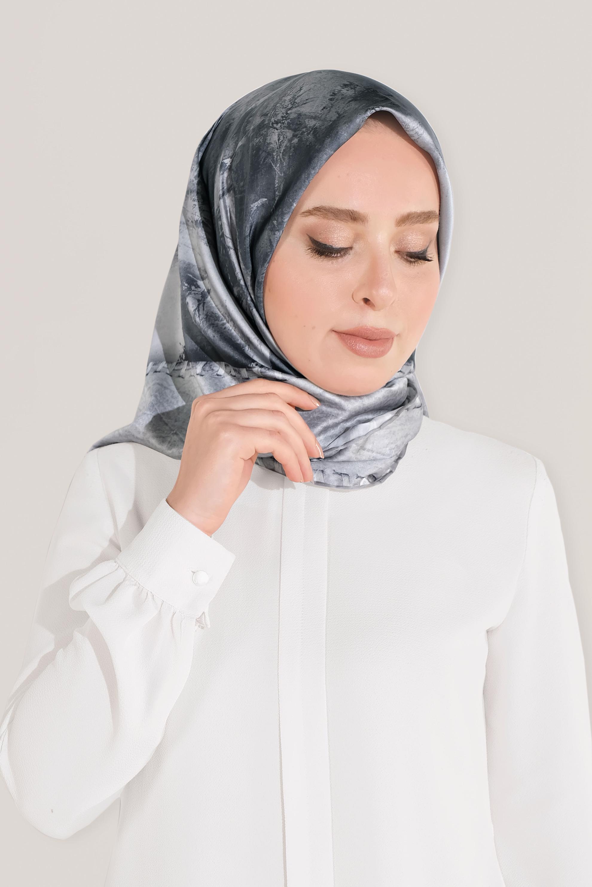 Tesettür giyim GÜMÜŞ ALVİNA DİJİTAL EŞARP 8025 