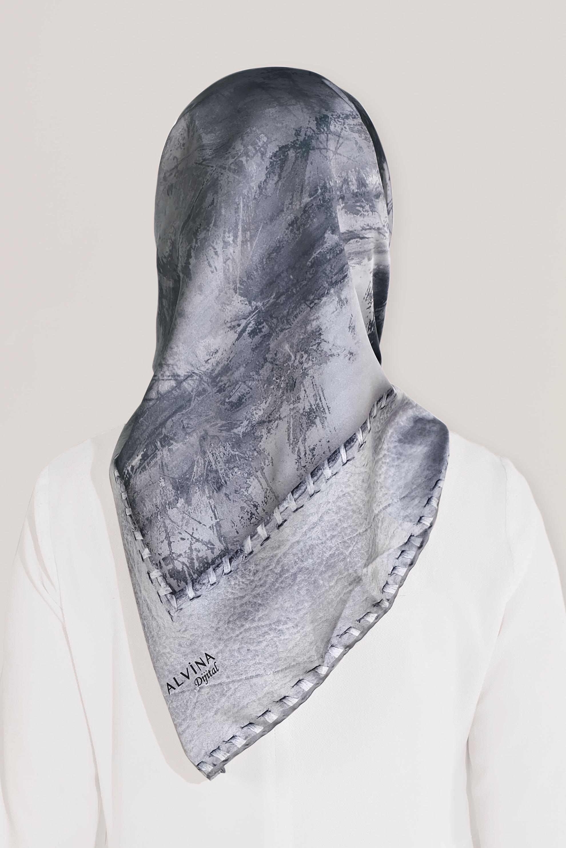 Tesettür giyim GÜMÜŞ ALVİNA DİJİTAL EŞARP 8025 