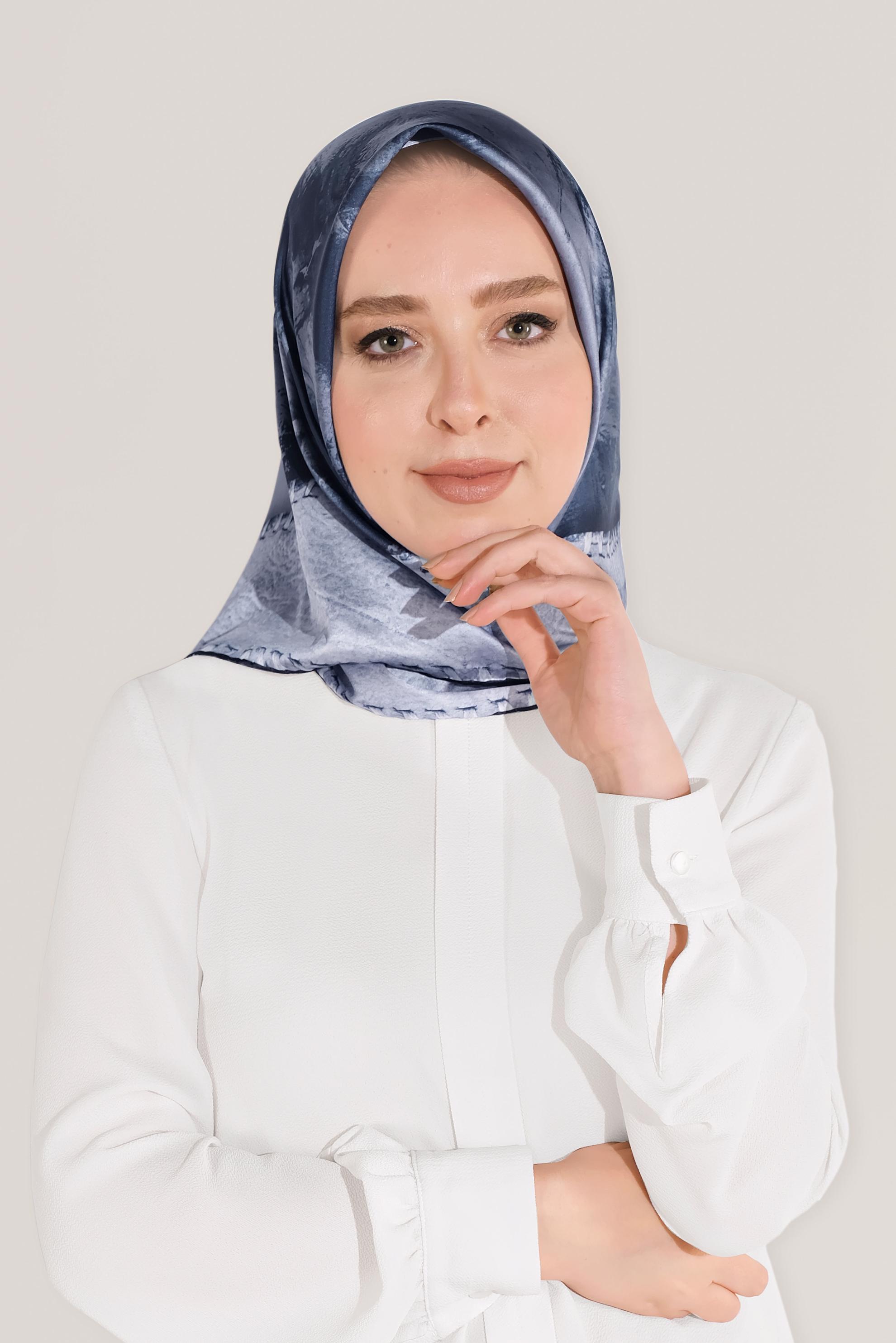 Tesettür giyim LACİVERT ALVİNA DİJİTAL EŞARP 8025 