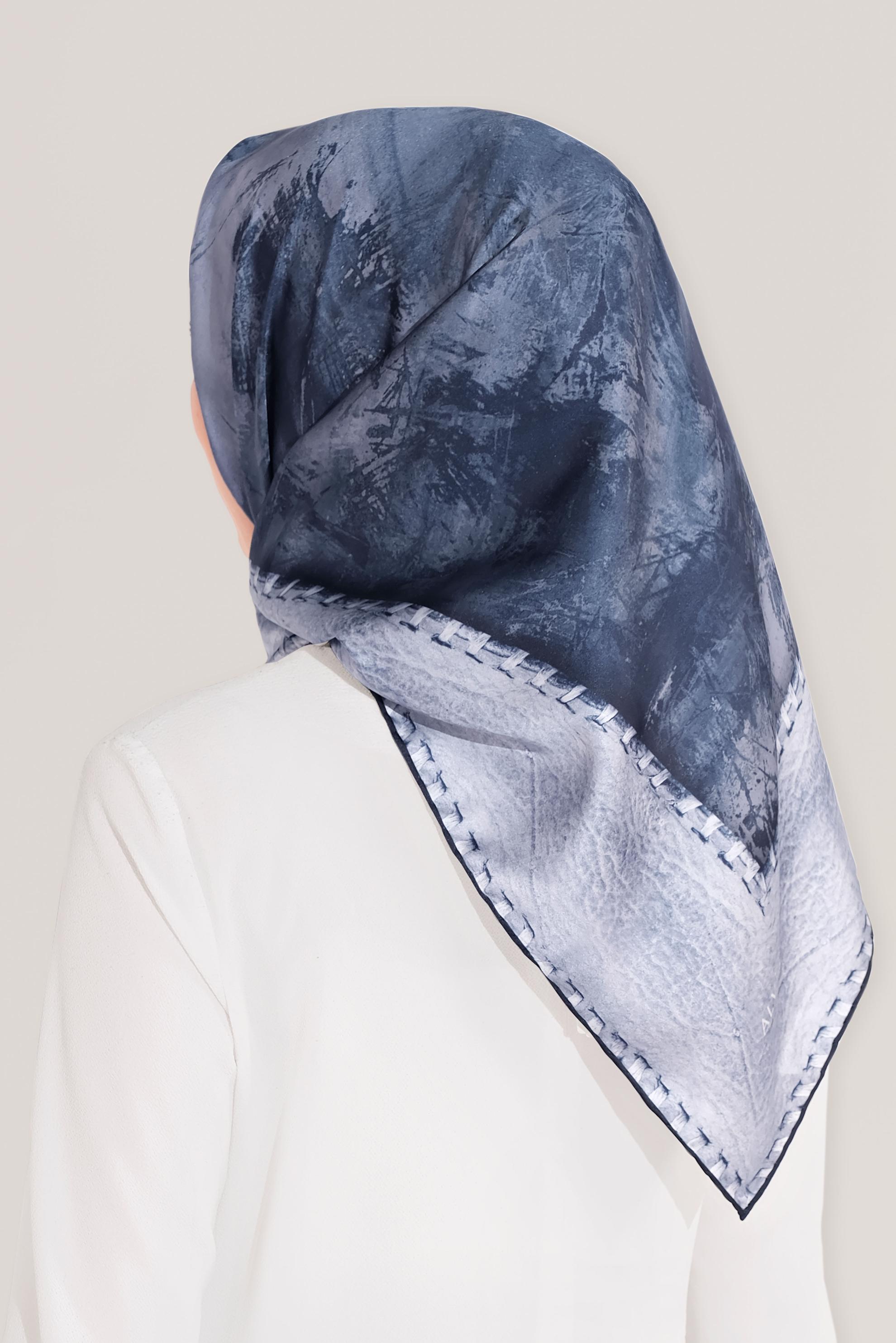 Tesettür giyim LACİVERT ALVİNA DİJİTAL EŞARP 8025 