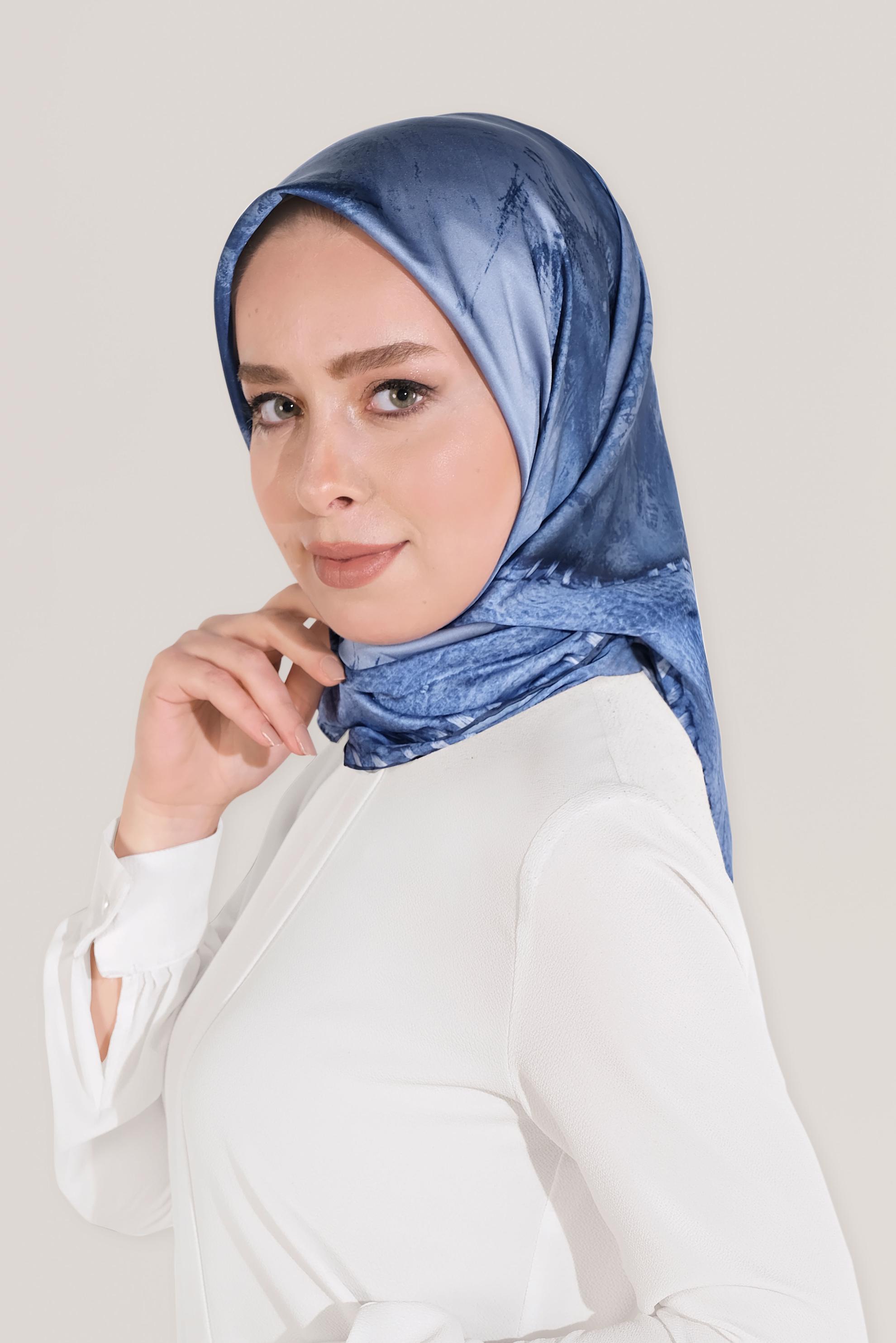 Tesettür giyim LACİVERT ALVİNA DİJİTAL EŞARP 8025 