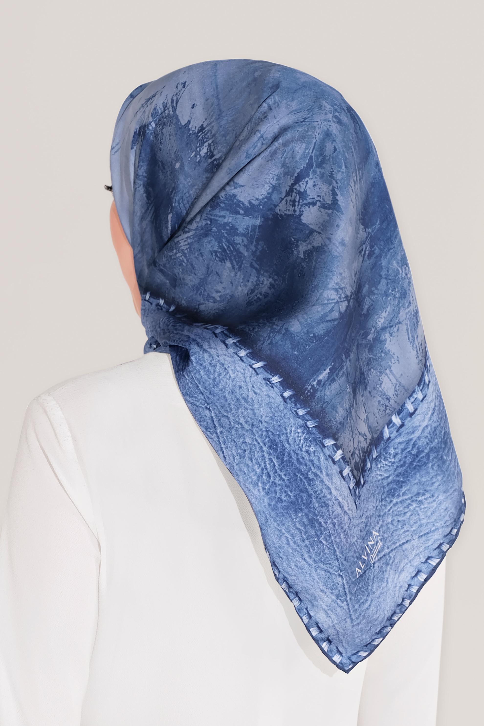 Tesettür giyim LACİVERT ALVİNA DİJİTAL EŞARP 8025 