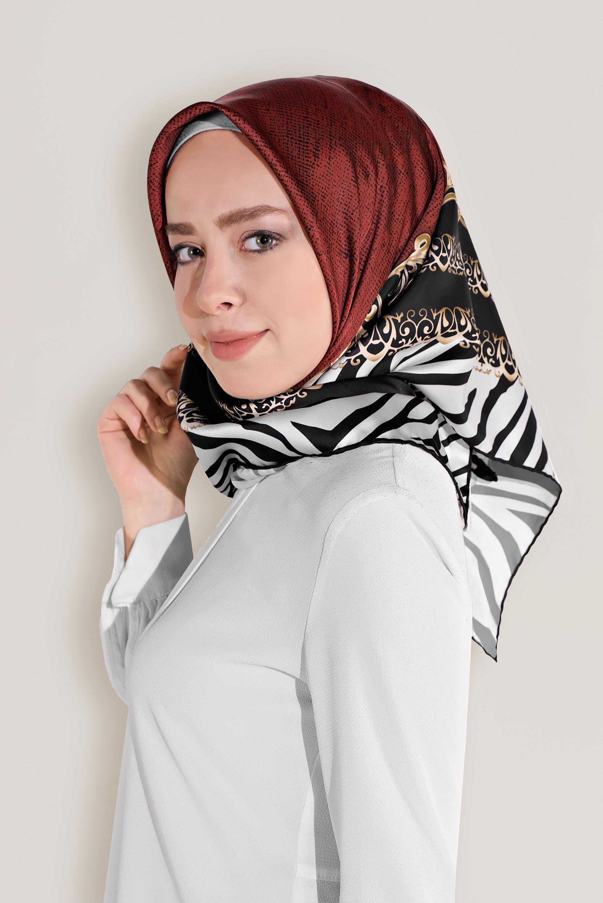 Tesettür giyim KIRMIZI ALVİNA DİJİTAL EŞARP 8026 