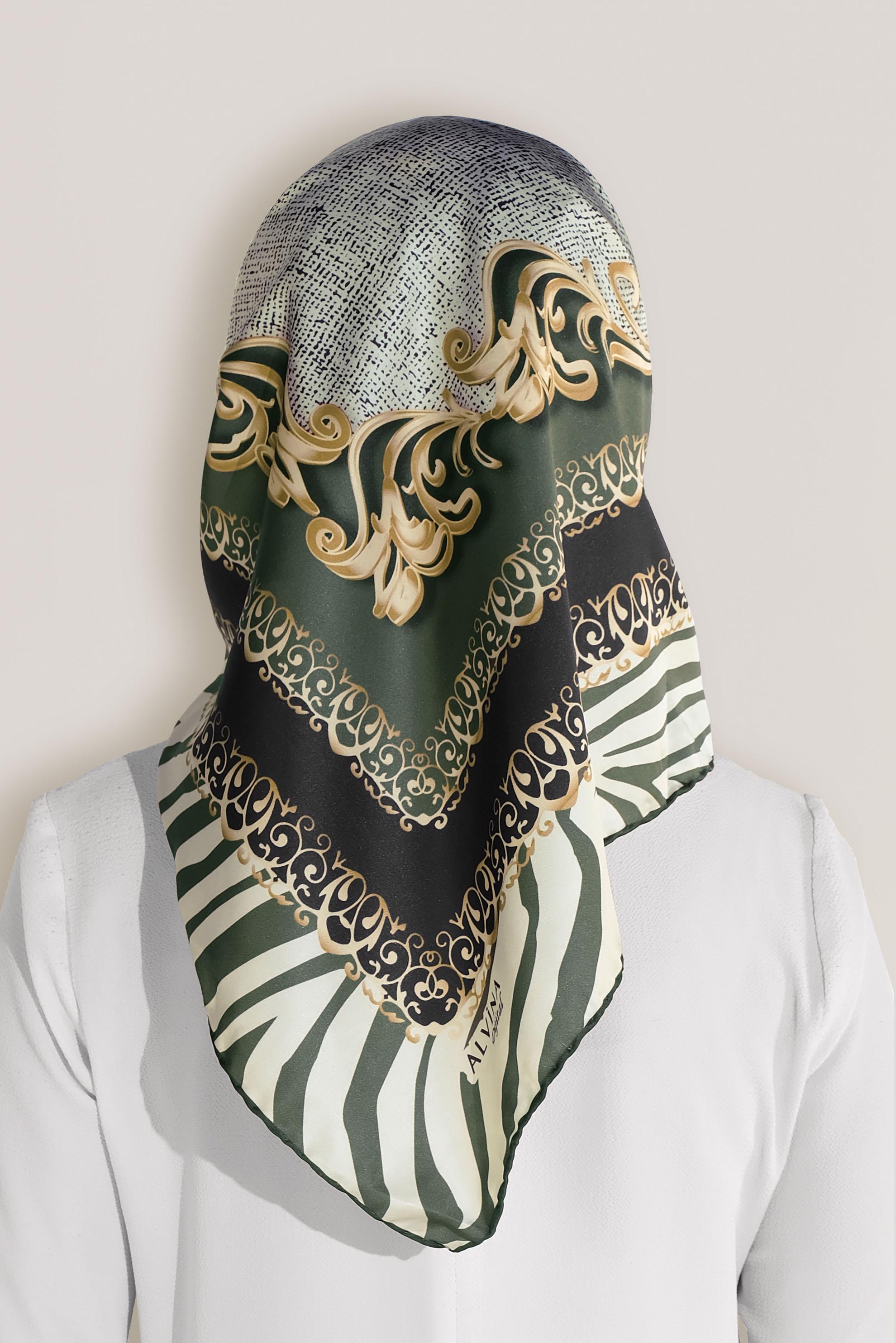 Tesettür giyim HAKİ ALVİNA DİJİTAL EŞARP 8026 