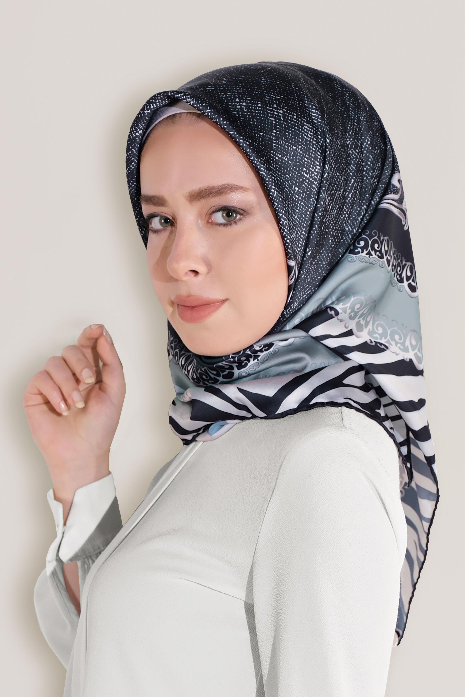 Tesettür giyim LACİVERT ALVİNA DİJİTAL EŞARP 8026 