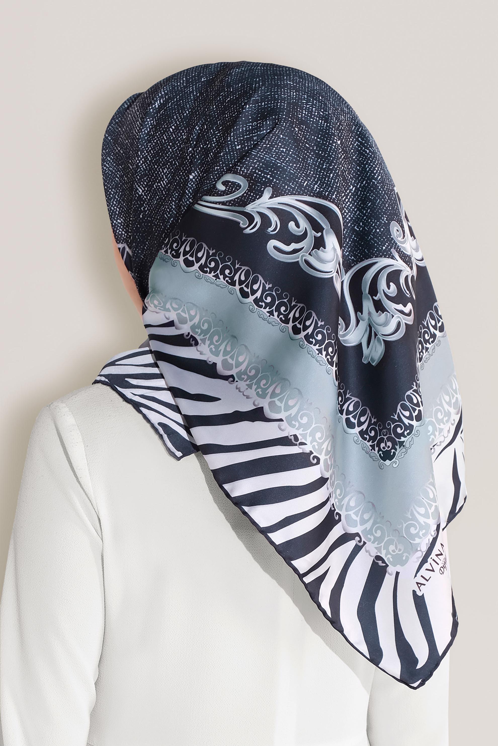 Tesettür giyim LACİVERT ALVİNA DİJİTAL EŞARP 8026 