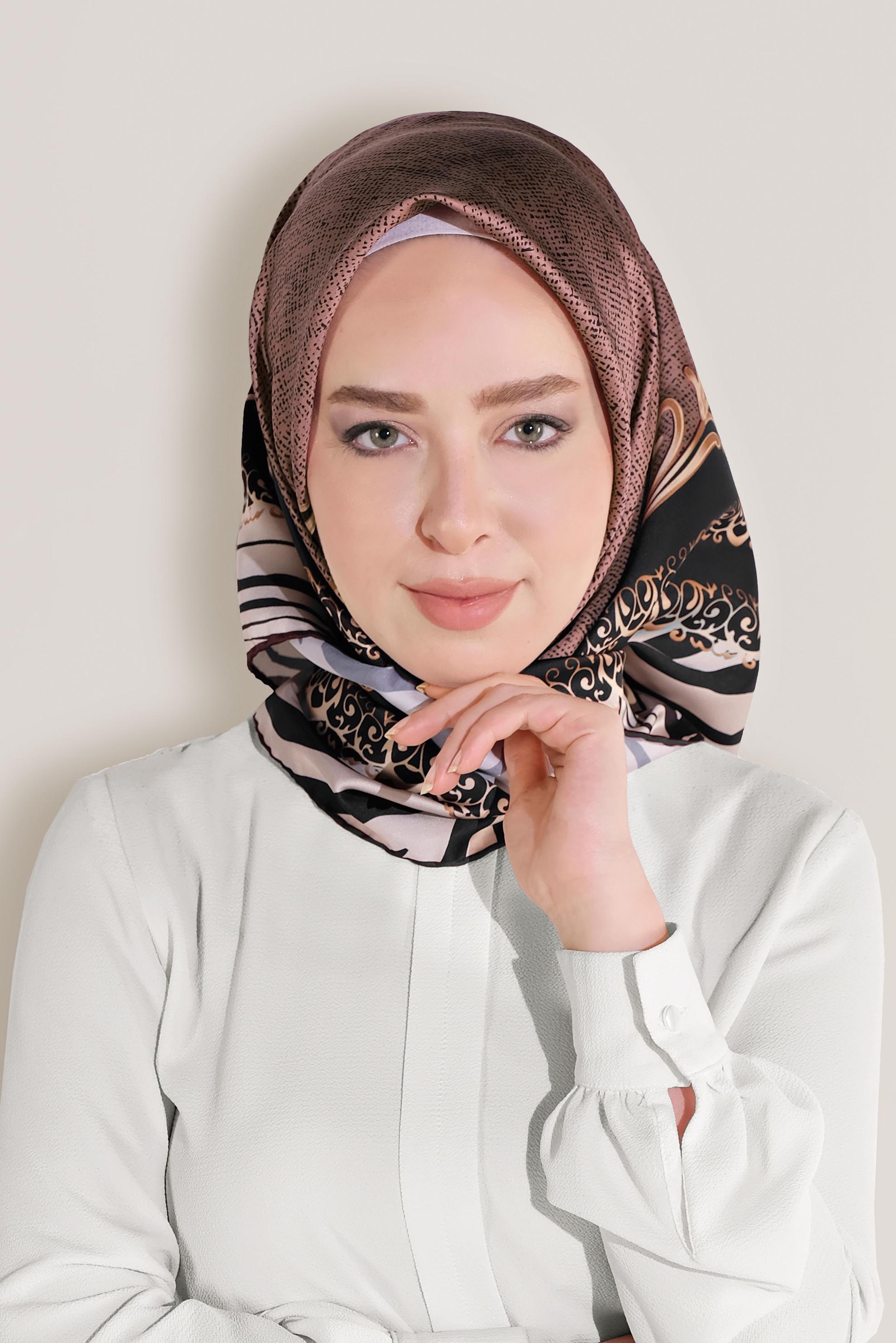 Tesettür giyim PUDRA ALVİNA DİJİTAL EŞARP 8026 