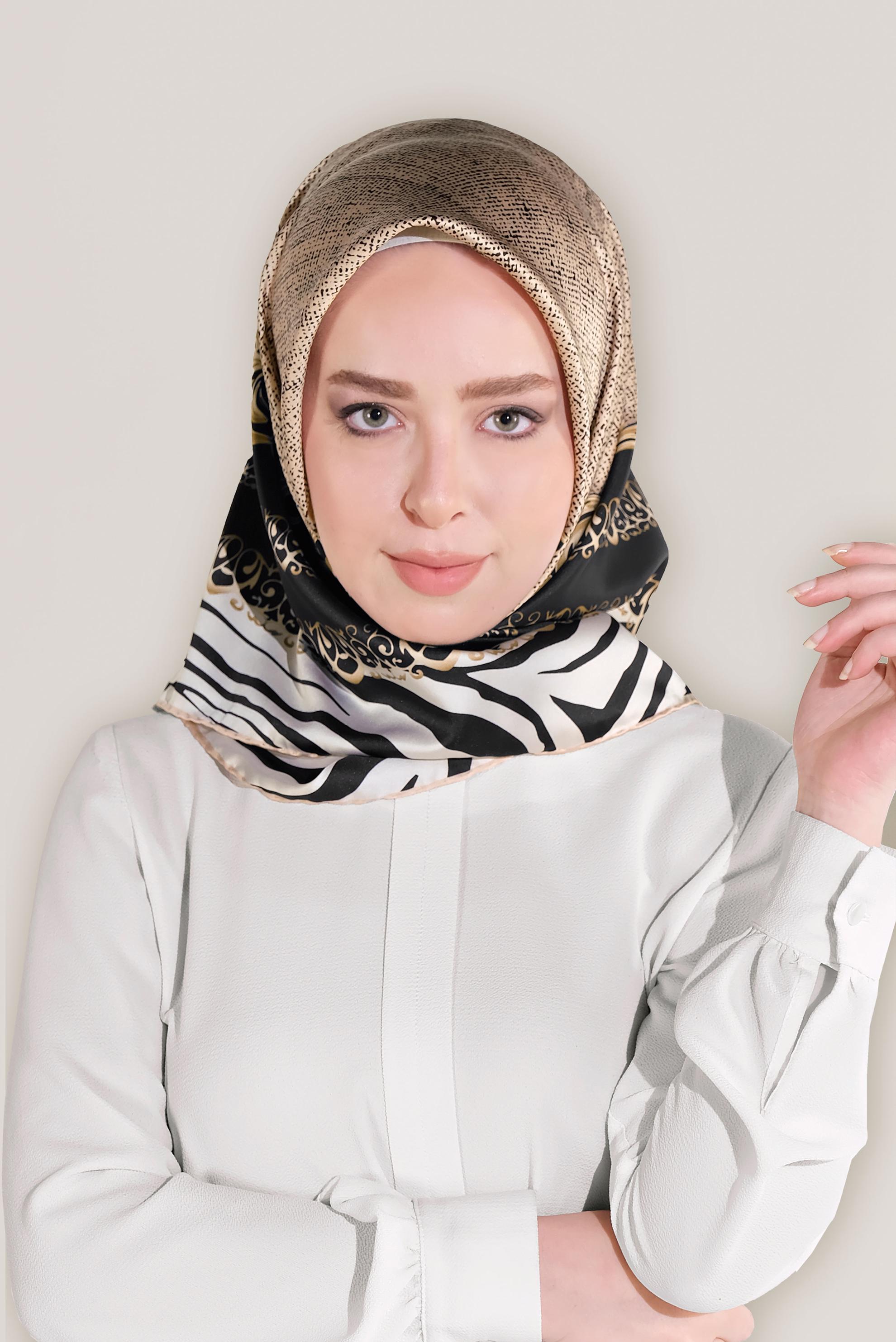 Tesettür giyim SİYAH ALVİNA DİJİTAL EŞARP 8026 