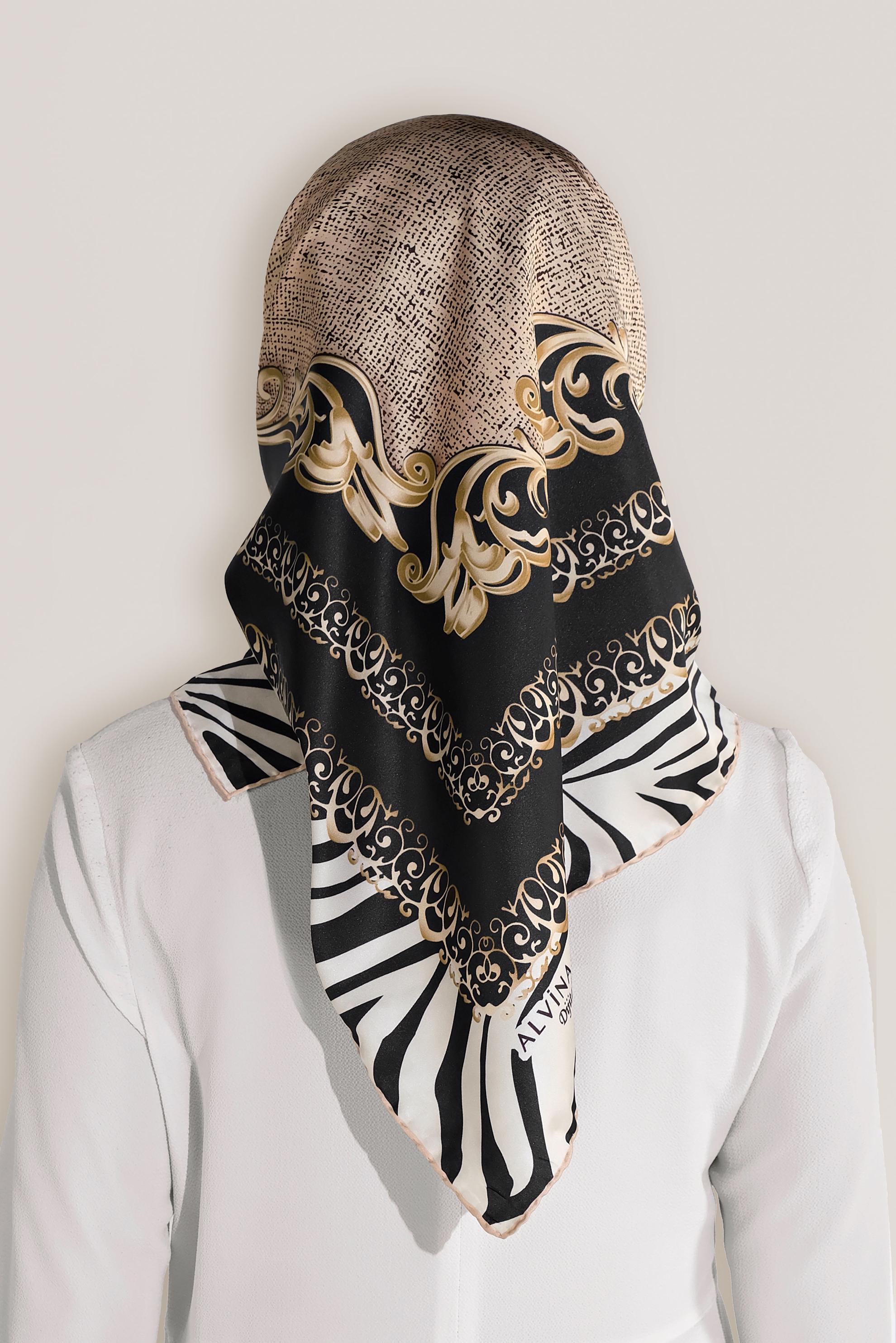 Tesettür giyim SİYAH ALVİNA DİJİTAL EŞARP 8026 