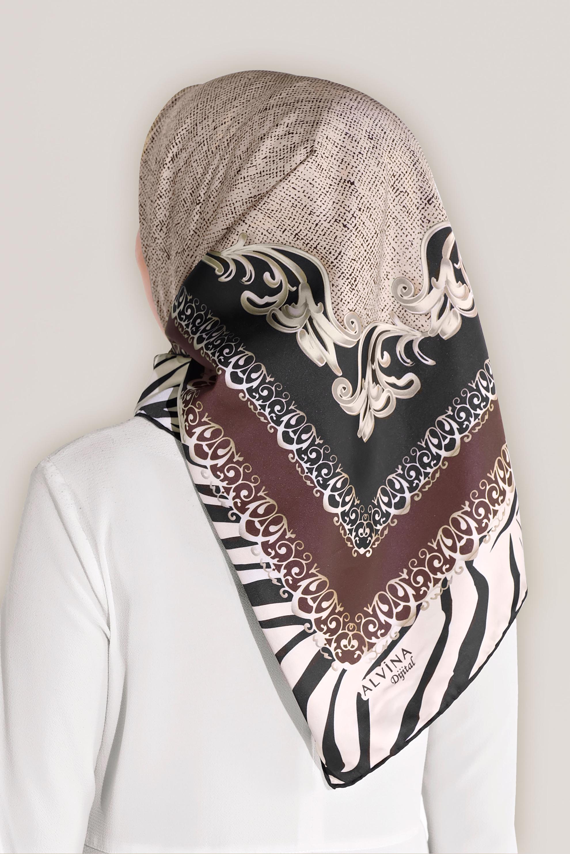 Tesettür giyim SİYAH ALVİNA DİJİTAL EŞARP 8026 