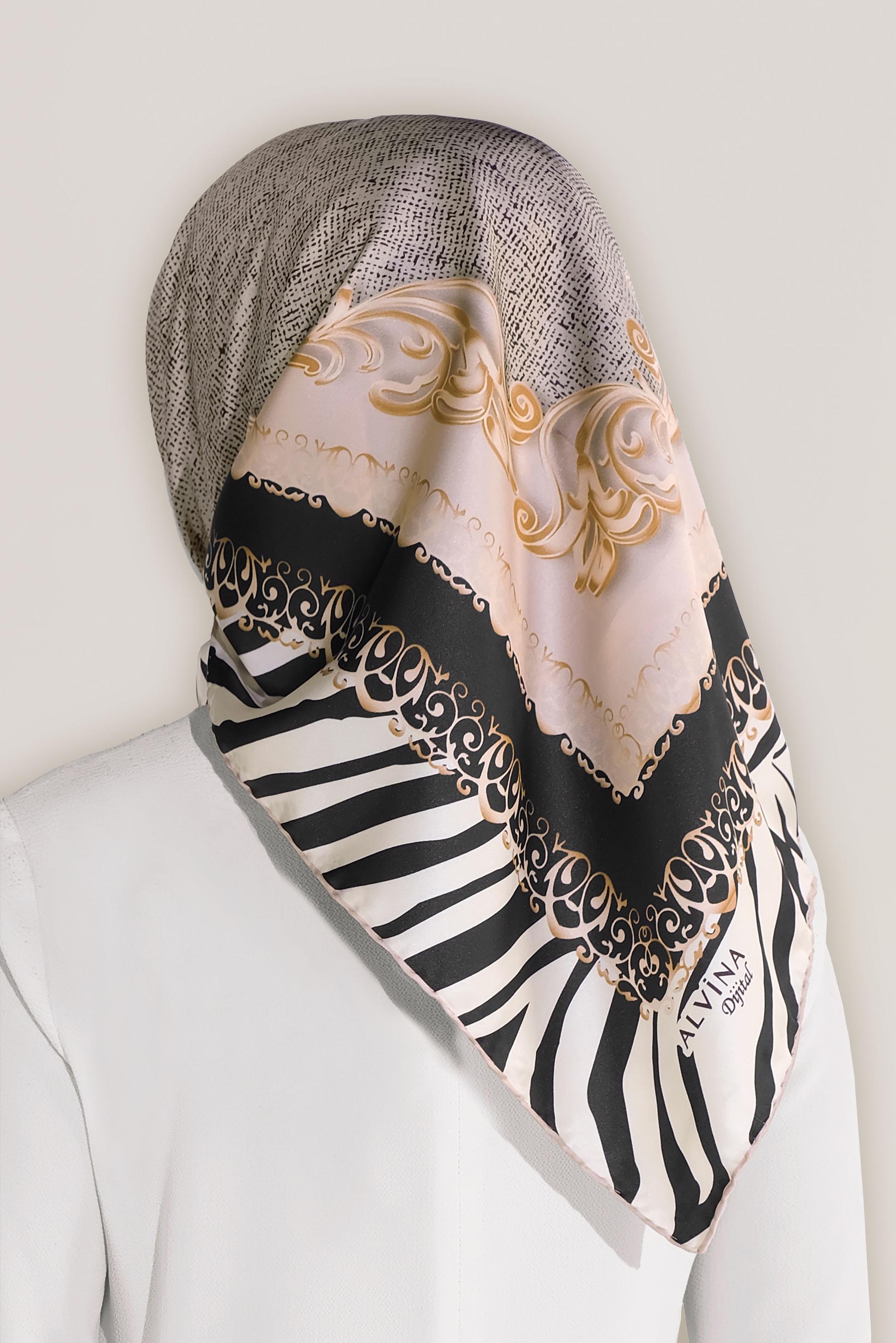 Tesettür giyim PUDRA ALVİNA DİJİTAL EŞARP 8026 