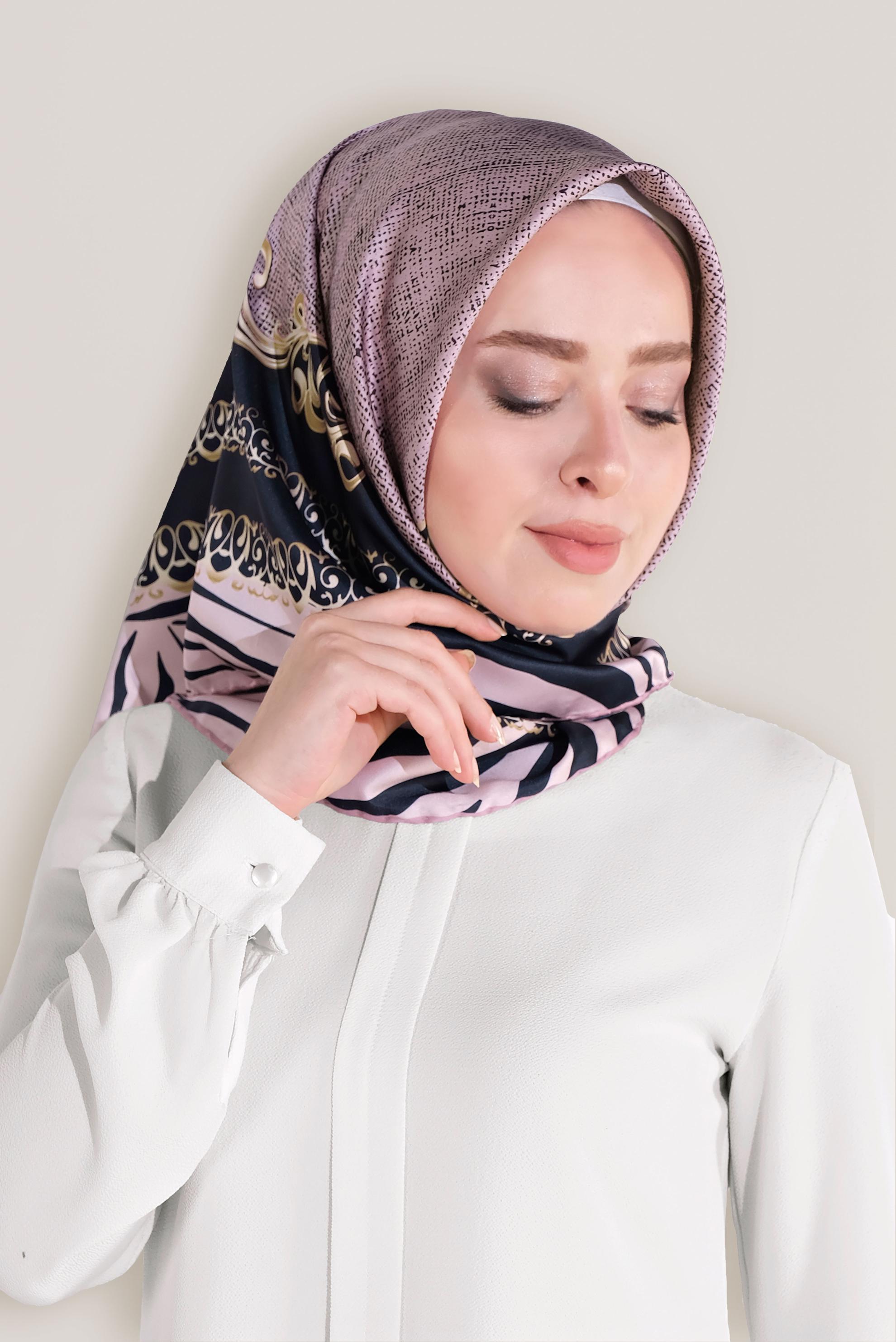 Tesettür giyim PEMBE ALVİNA DİJİTAL EŞARP 8026 
