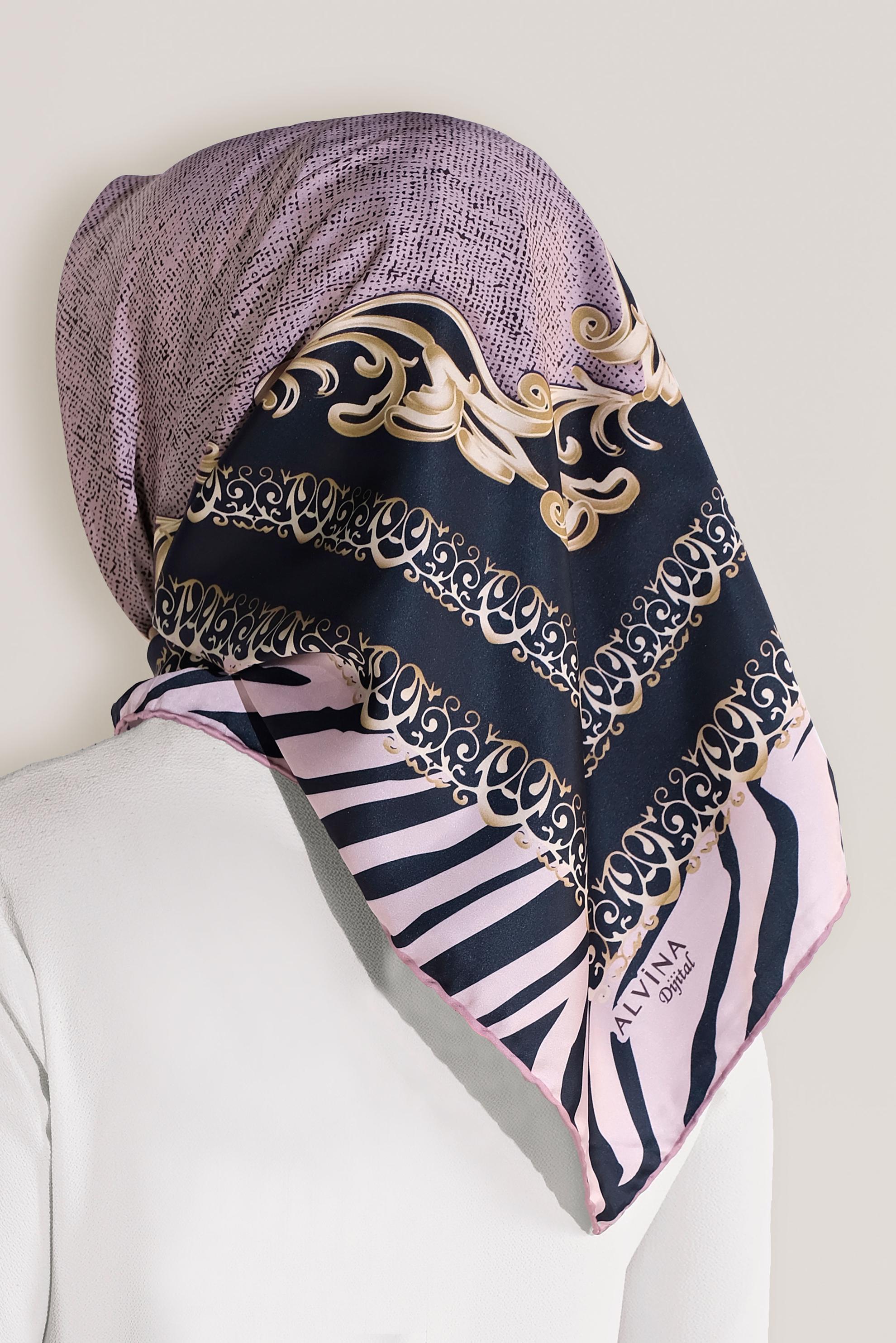 Tesettür giyim PEMBE ALVİNA DİJİTAL EŞARP 8026 