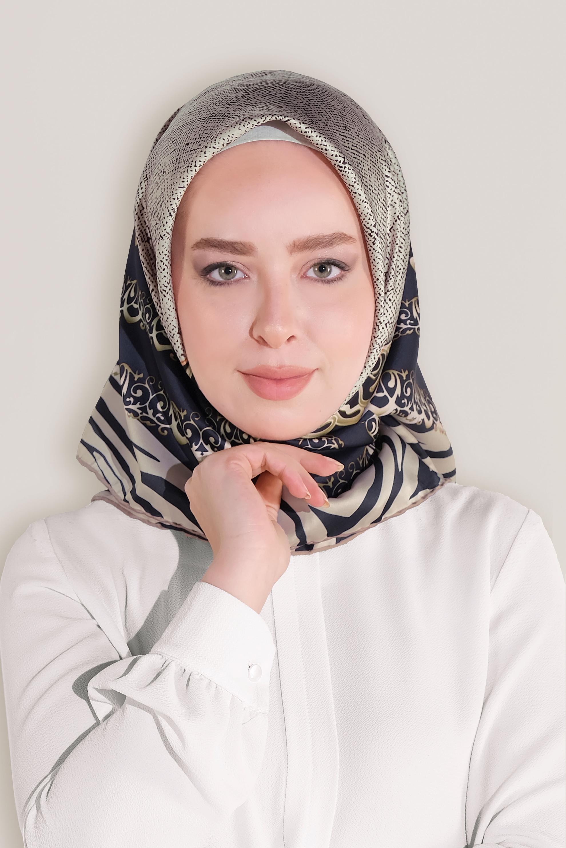 Tesettür giyim LACİVERT ALVİNA DİJİTAL EŞARP 8026 