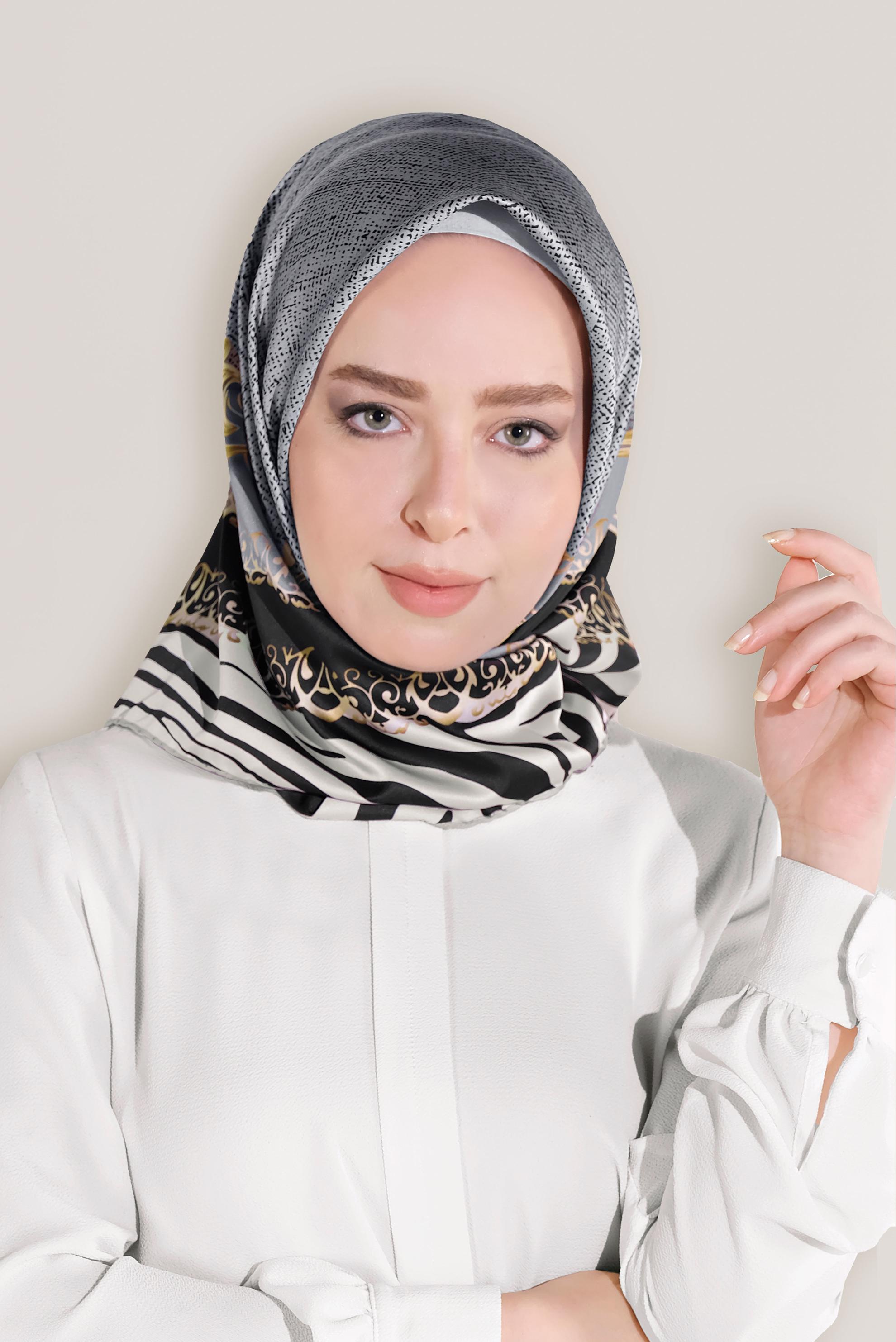 Tesettür giyim SİYAH ALVİNA DİJİTAL EŞARP 8026 