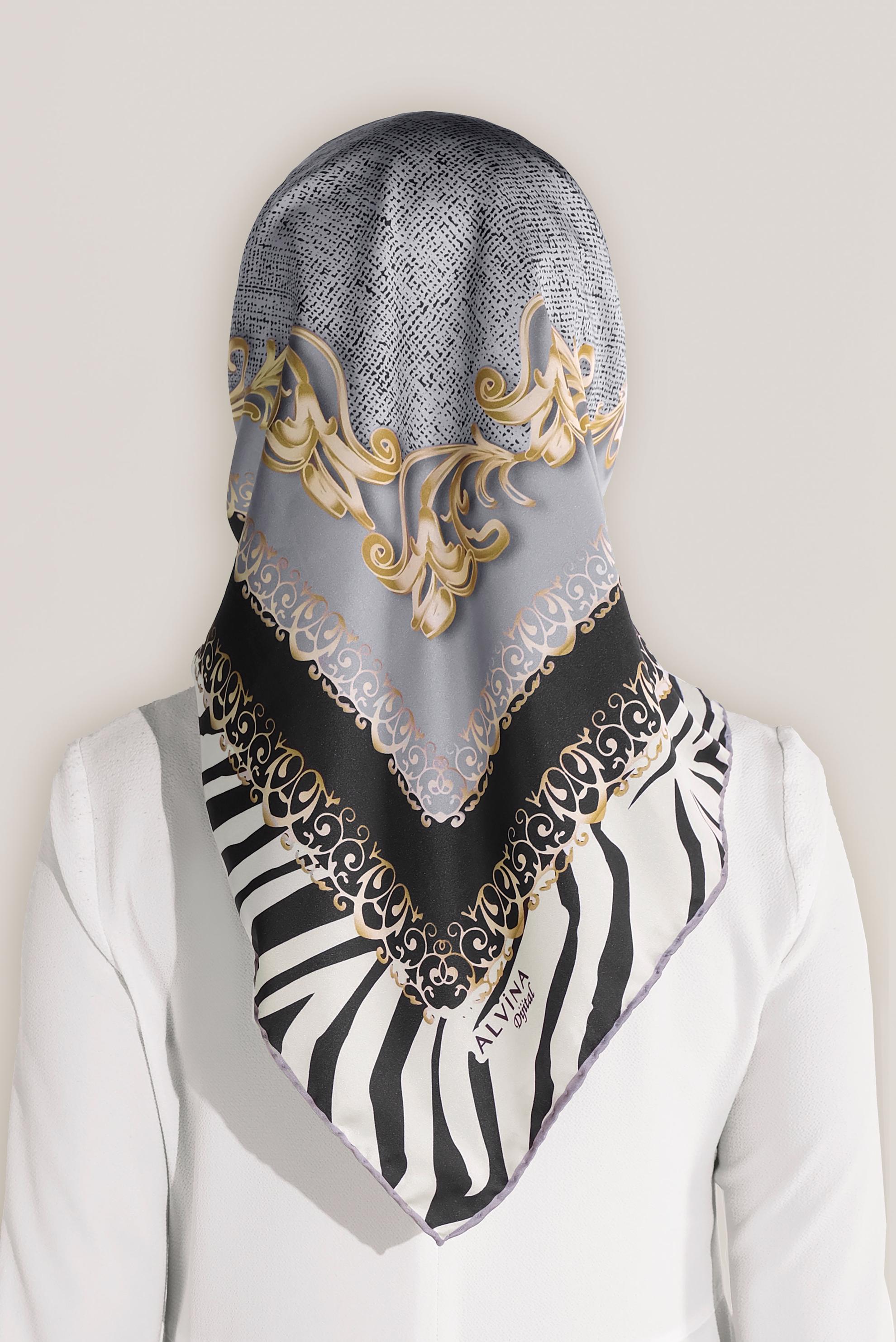 Tesettür giyim SİYAH ALVİNA DİJİTAL EŞARP 8026 