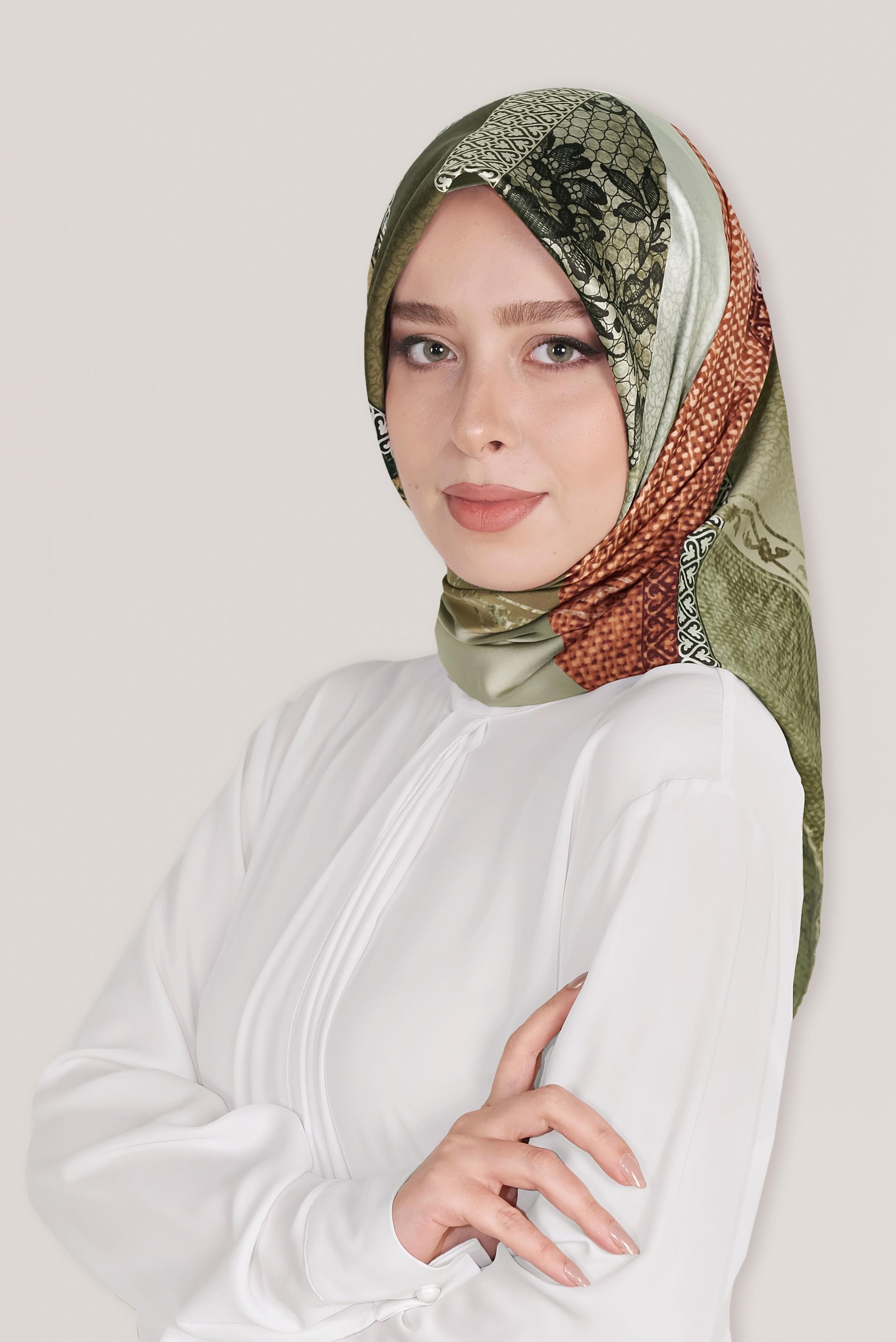 Tesettür giyim TURUNCU 8029 ALVİNA DİJİTAL EŞARP