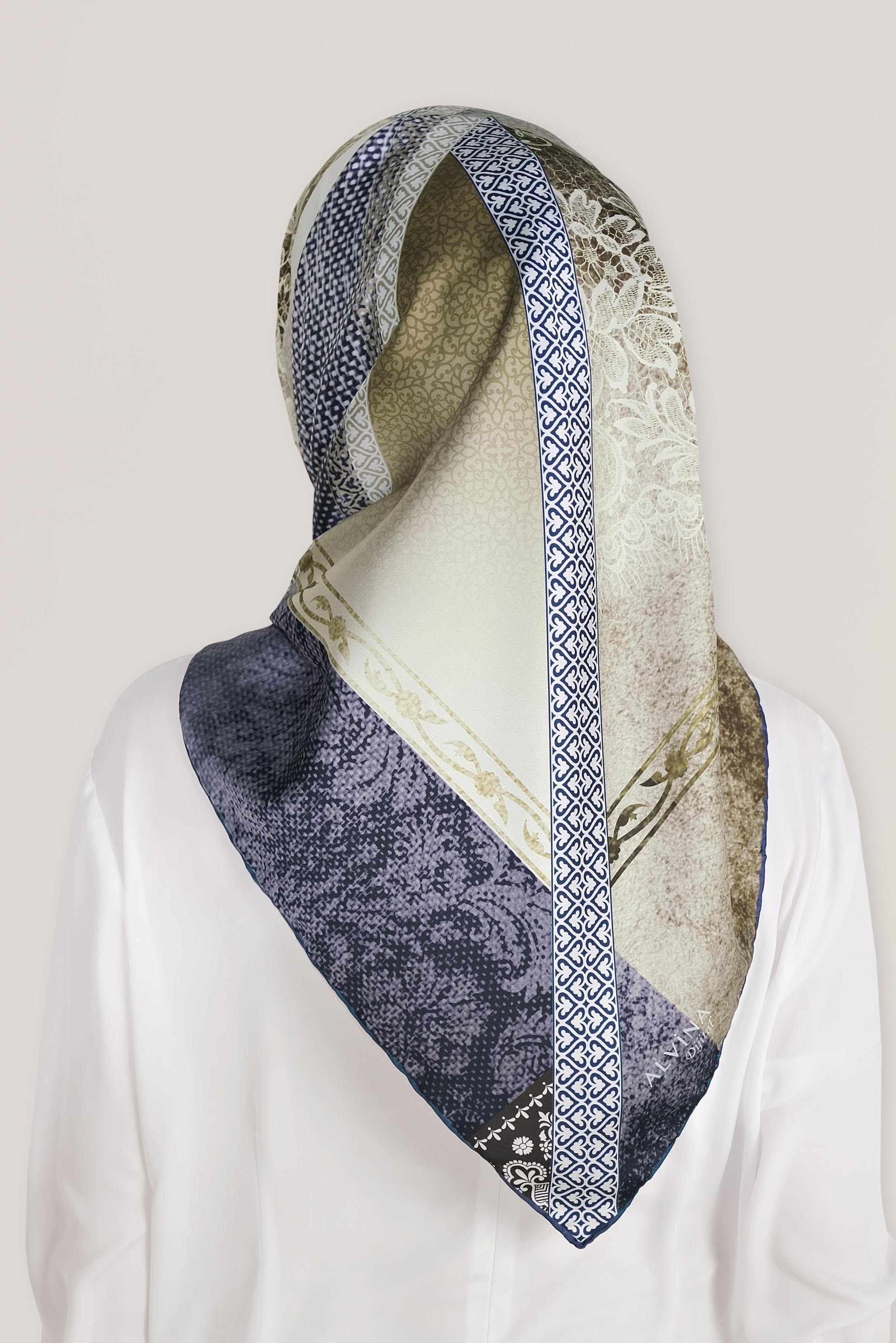 Tesettür giyim LACİVERT 8029 ALVİNA DİJİTAL EŞARP