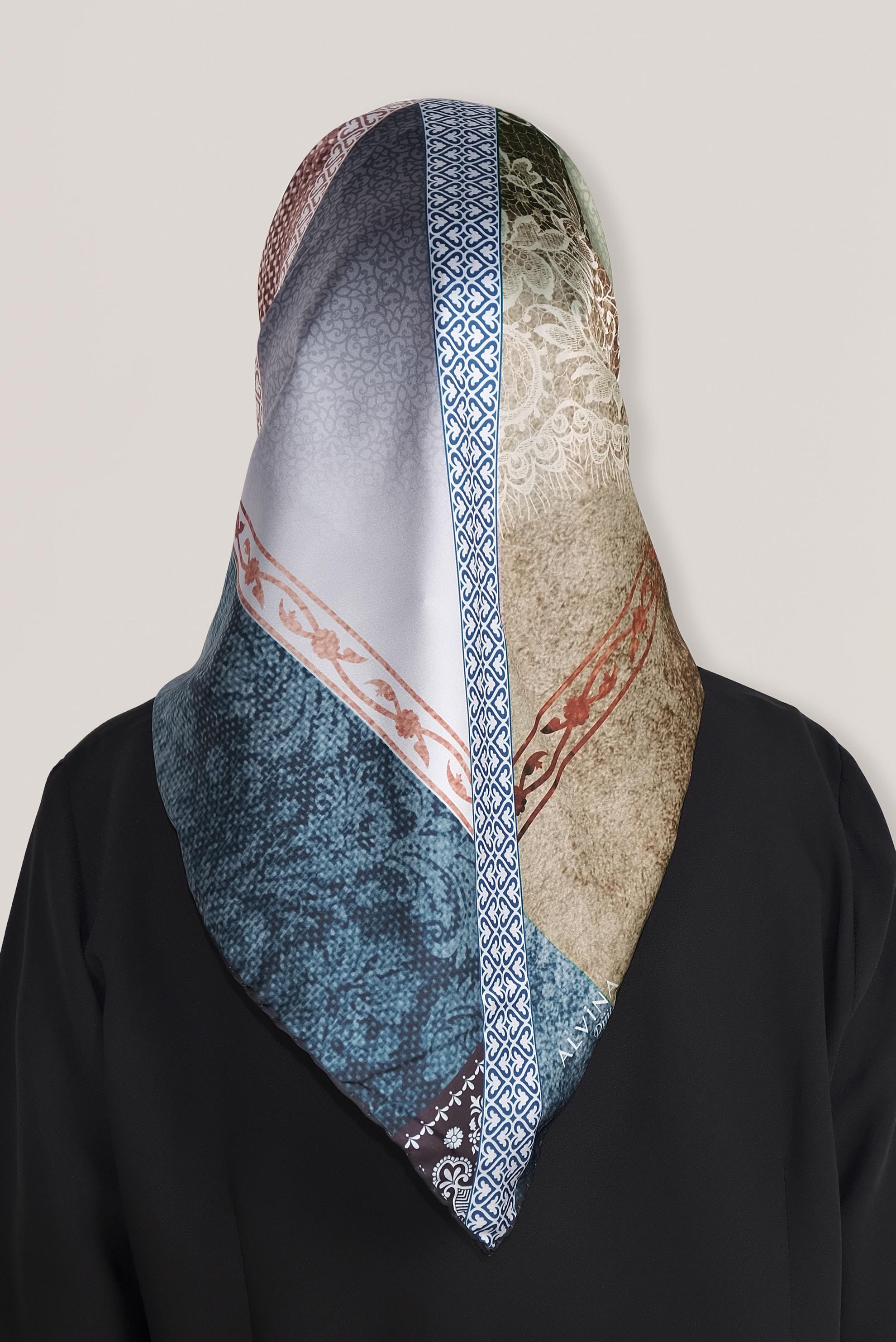 Tesettür giyim MAVİ 8029 ALVİNA DİJİTAL EŞARP