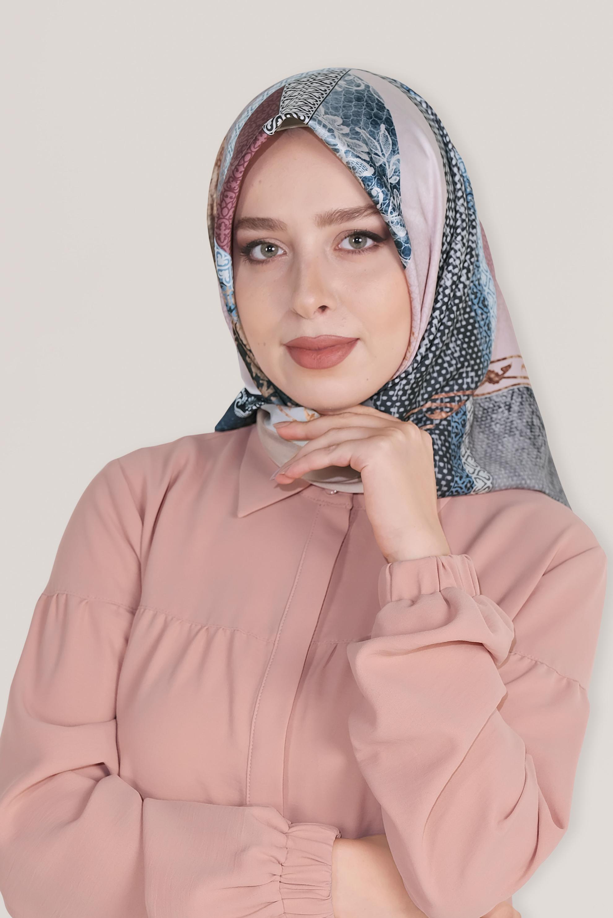 Tesettür giyim MAVİ 8029 ALVİNA DİJİTAL EŞARP