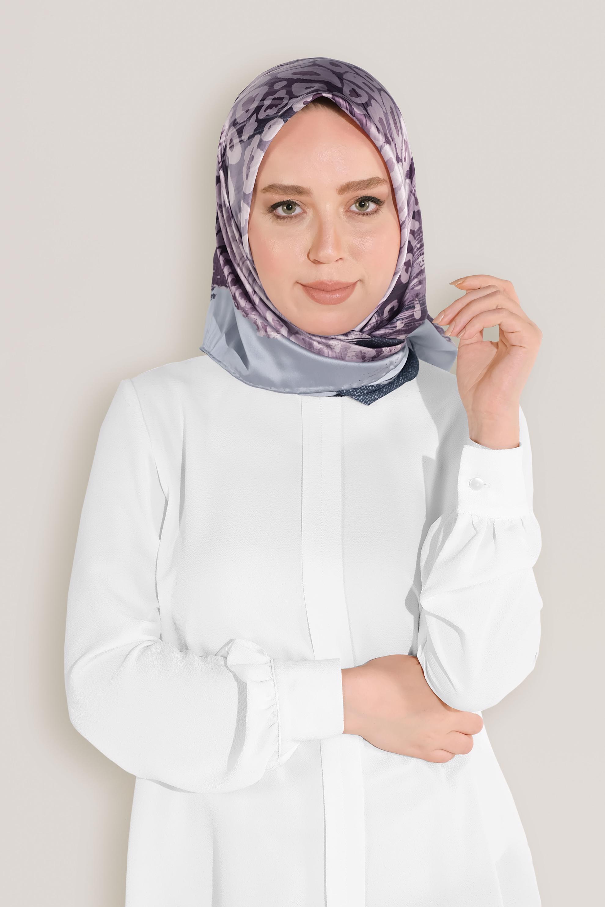 Tesettür giyim GÜMÜŞ 8030 ALVİNA DİJİTAL EŞARP