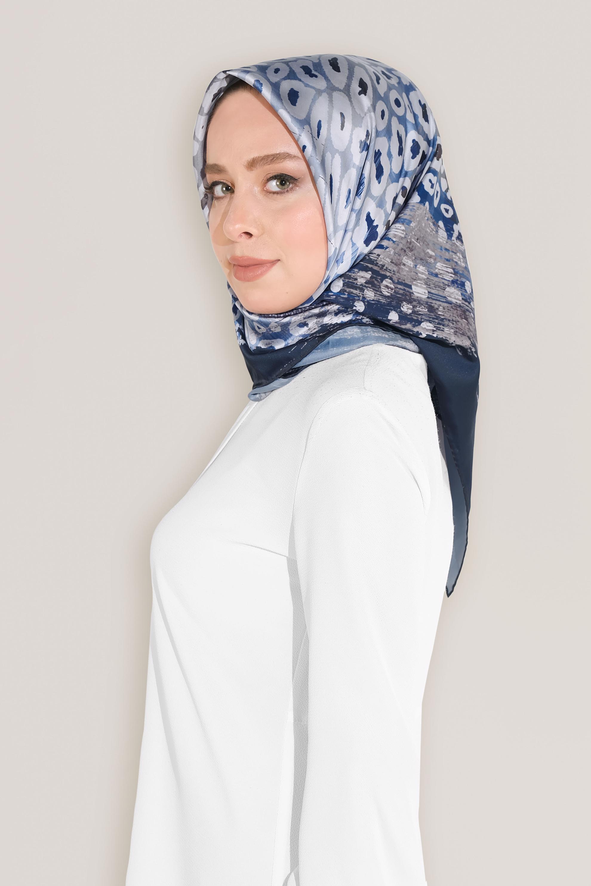 Tesettür giyim LACİVERT 8030 ALVİNA DİJİTAL EŞARP