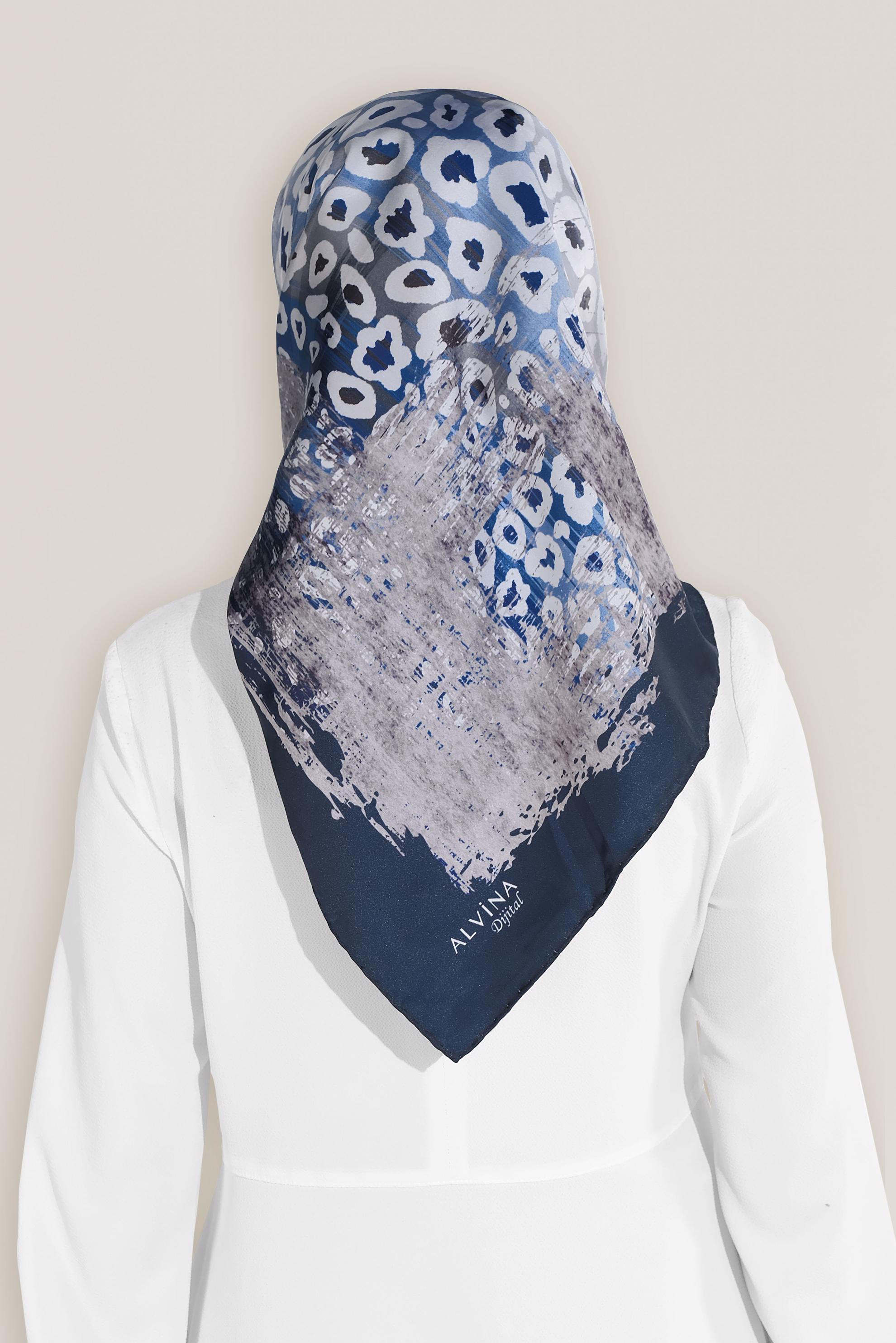 Tesettür giyim LACİVERT 8030 ALVİNA DİJİTAL EŞARP