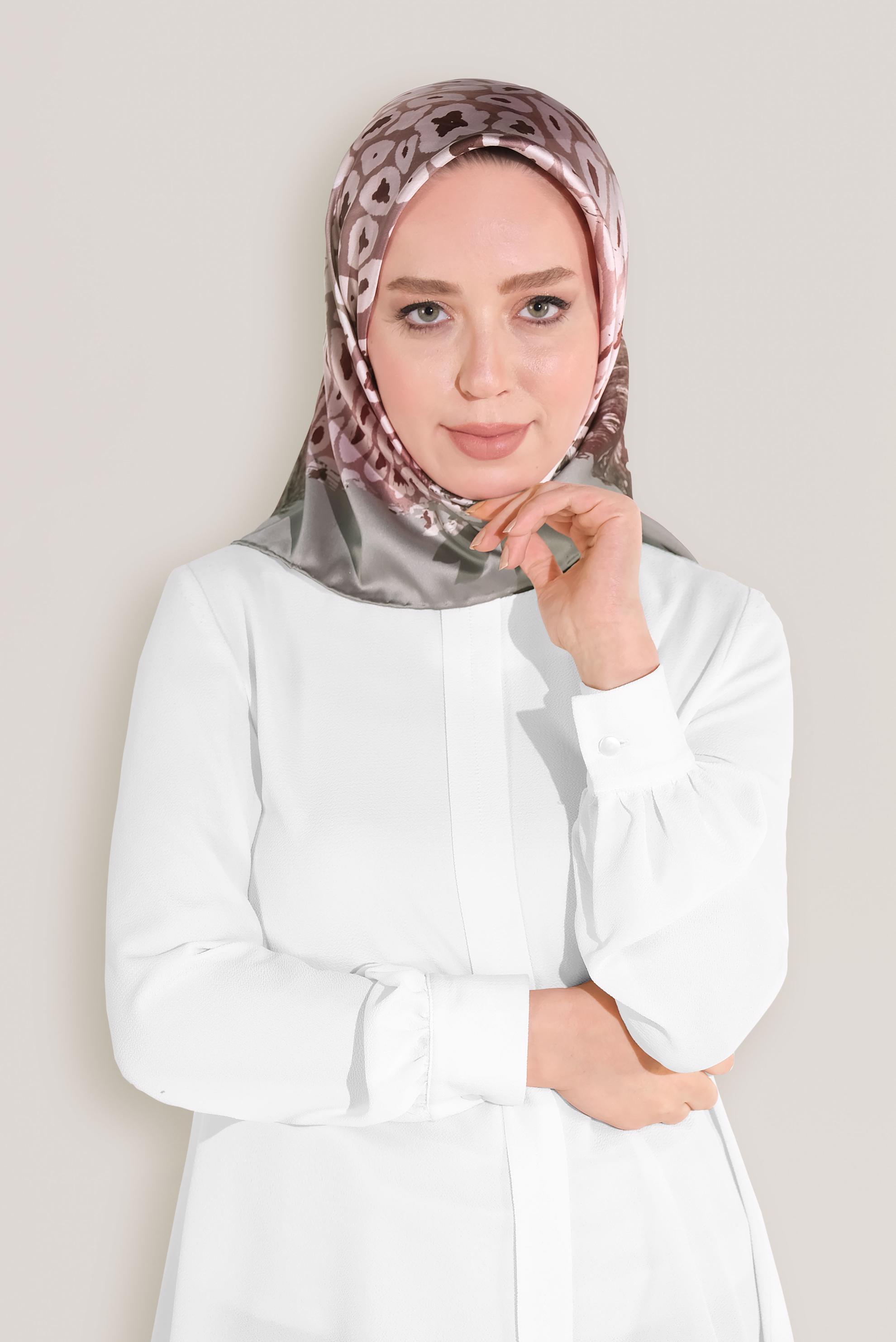 Tesettür giyim VİZON 8030 ALVİNA DİJİTAL EŞARP