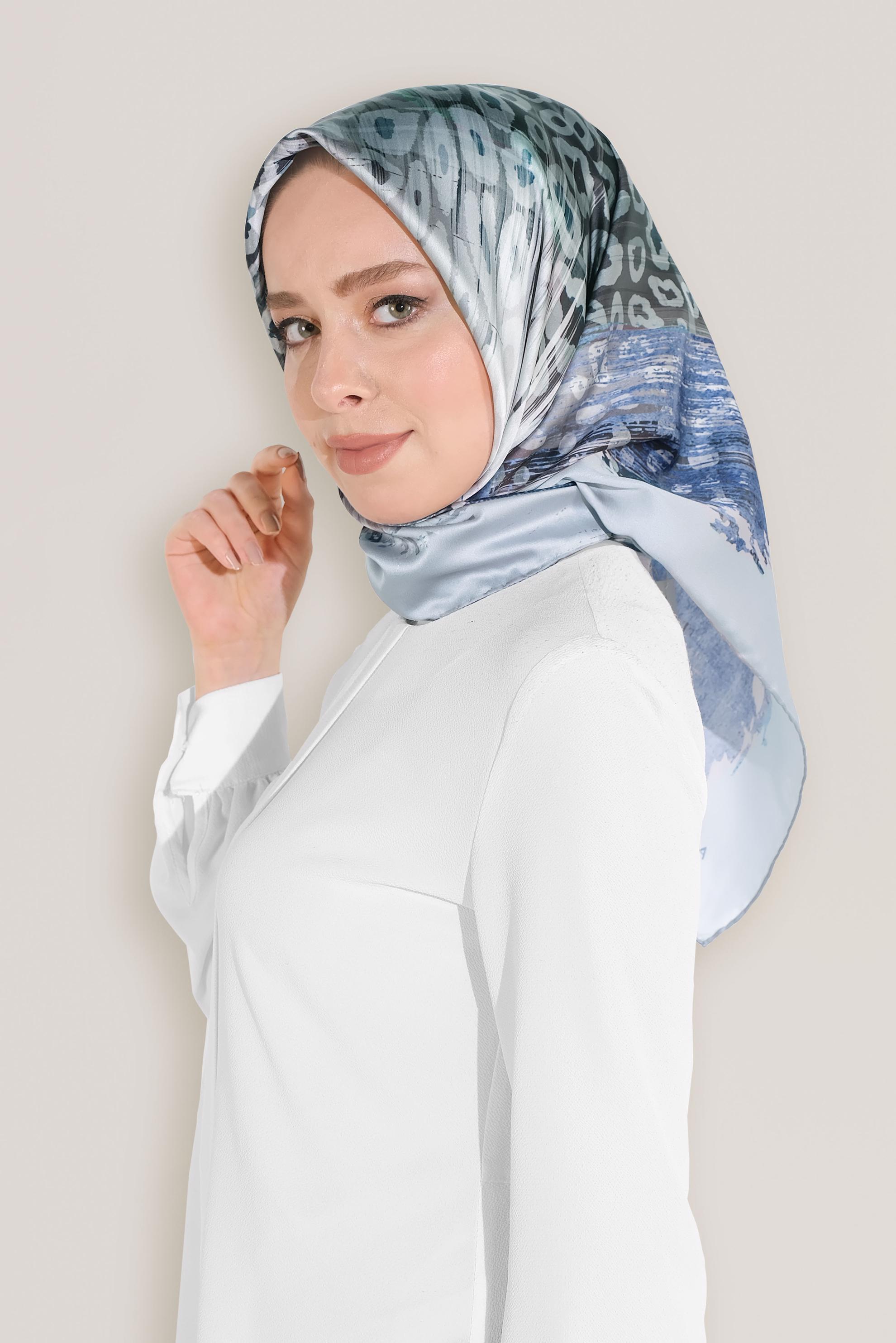 Tesettür giyim LACİVERT 8030 ALVİNA DİJİTAL EŞARP