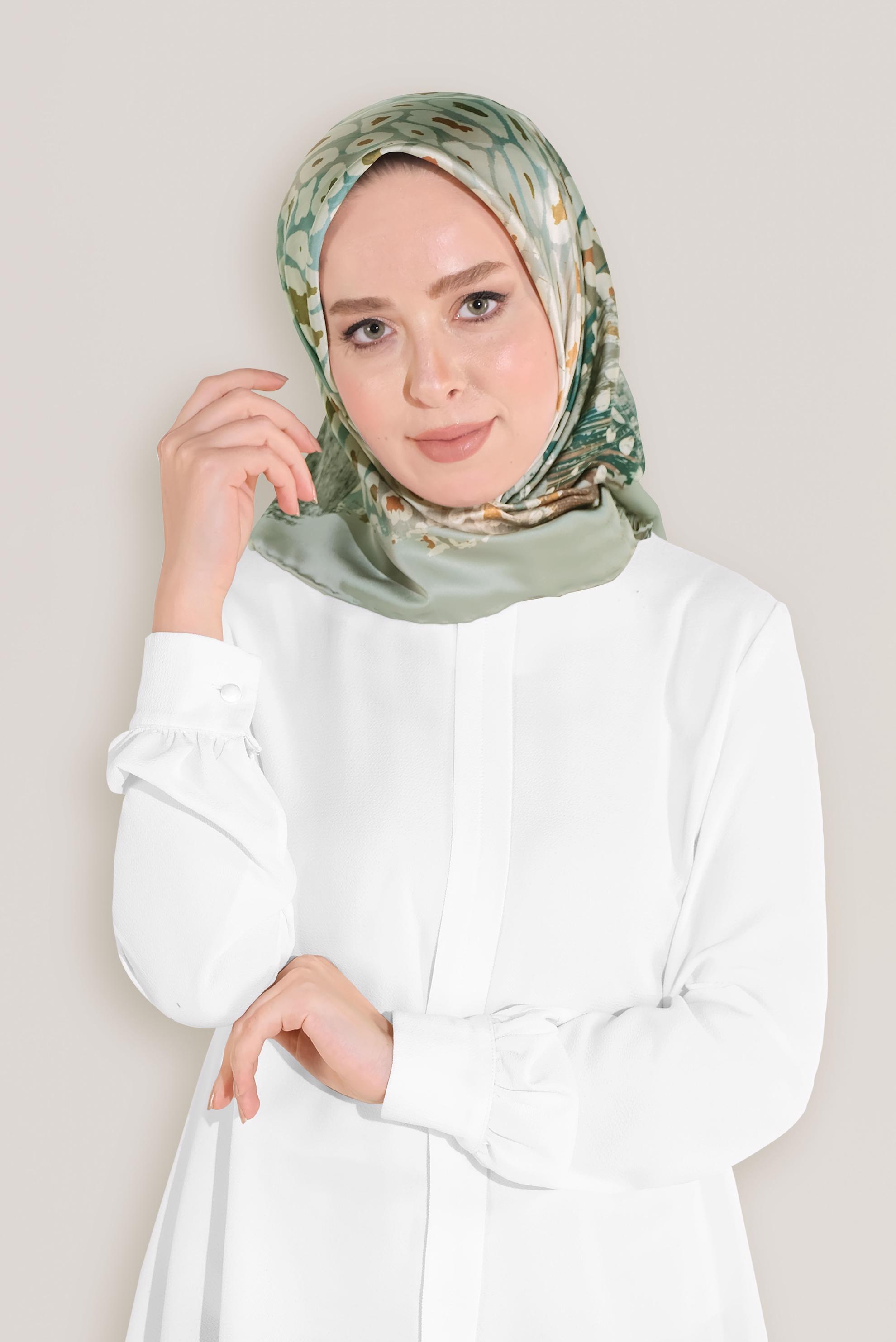 Tesettür giyim YEŞİL 8030 ALVİNA DİJİTAL EŞARP