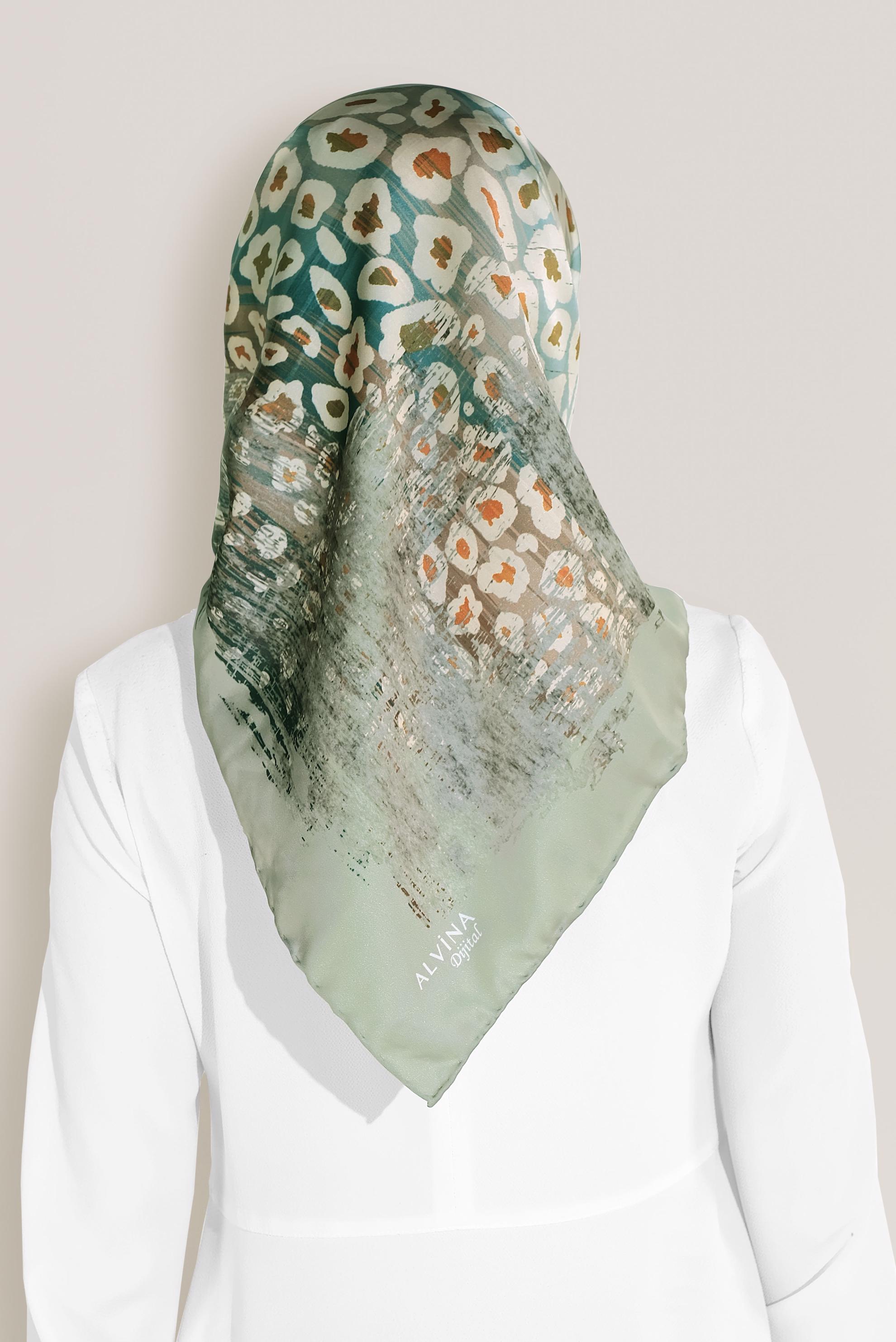 Tesettür giyim YEŞİL 8030 ALVİNA DİJİTAL EŞARP