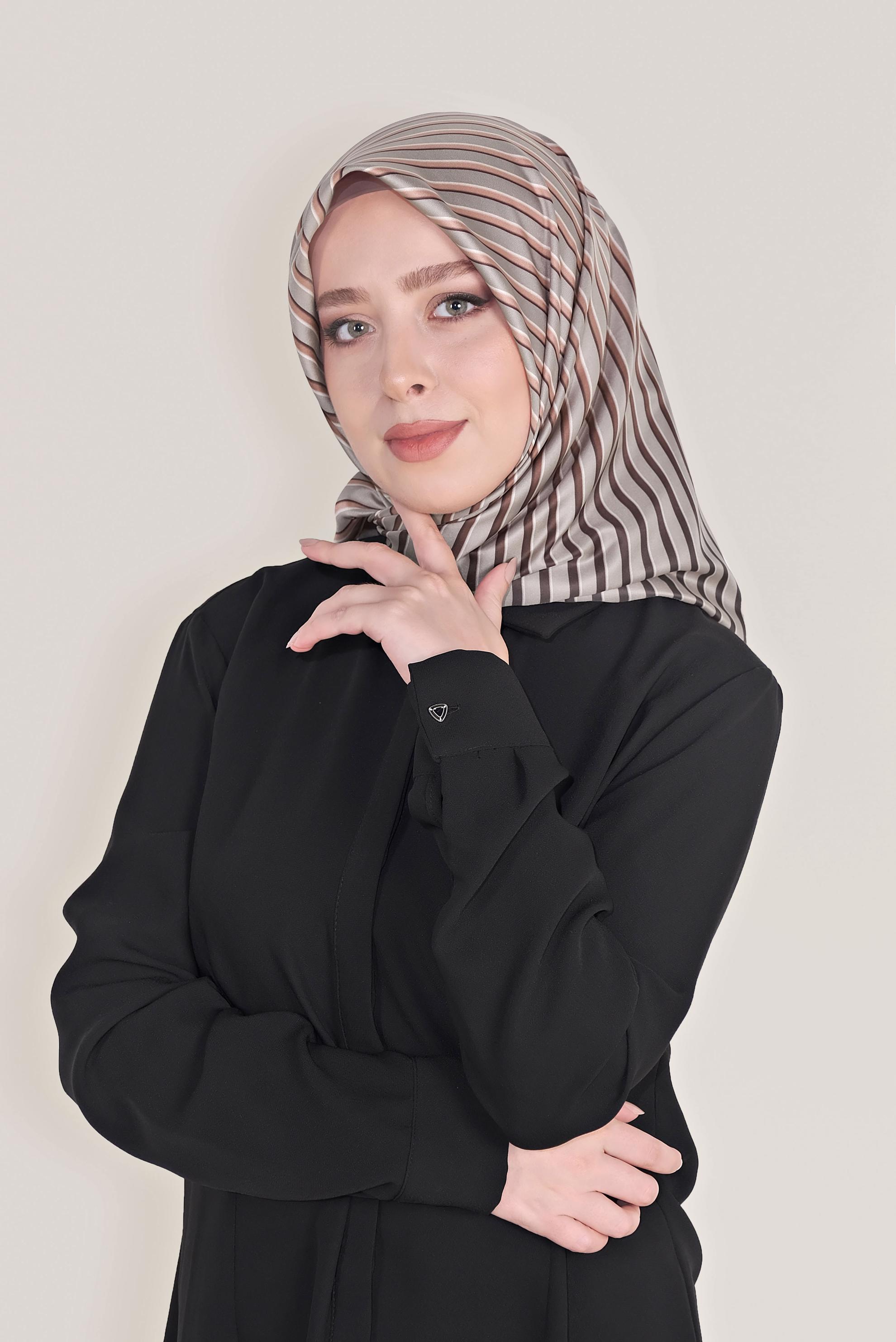 Tesettür giyim BORDO ALVİNA DİJİTAL TWİLL EŞARP 8031 