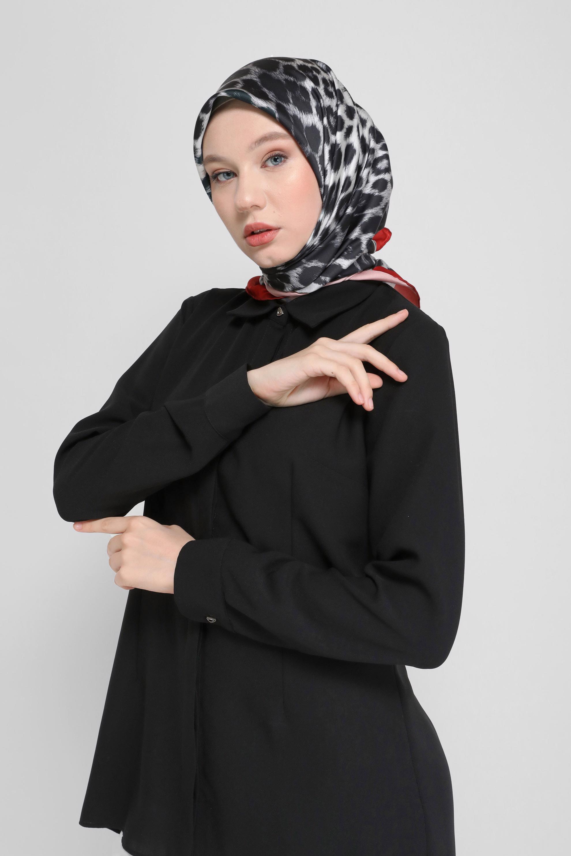 Tesettür giyim KIRMIZI ALVİNA DİJİTAL LEOPAR EŞARP 8032 