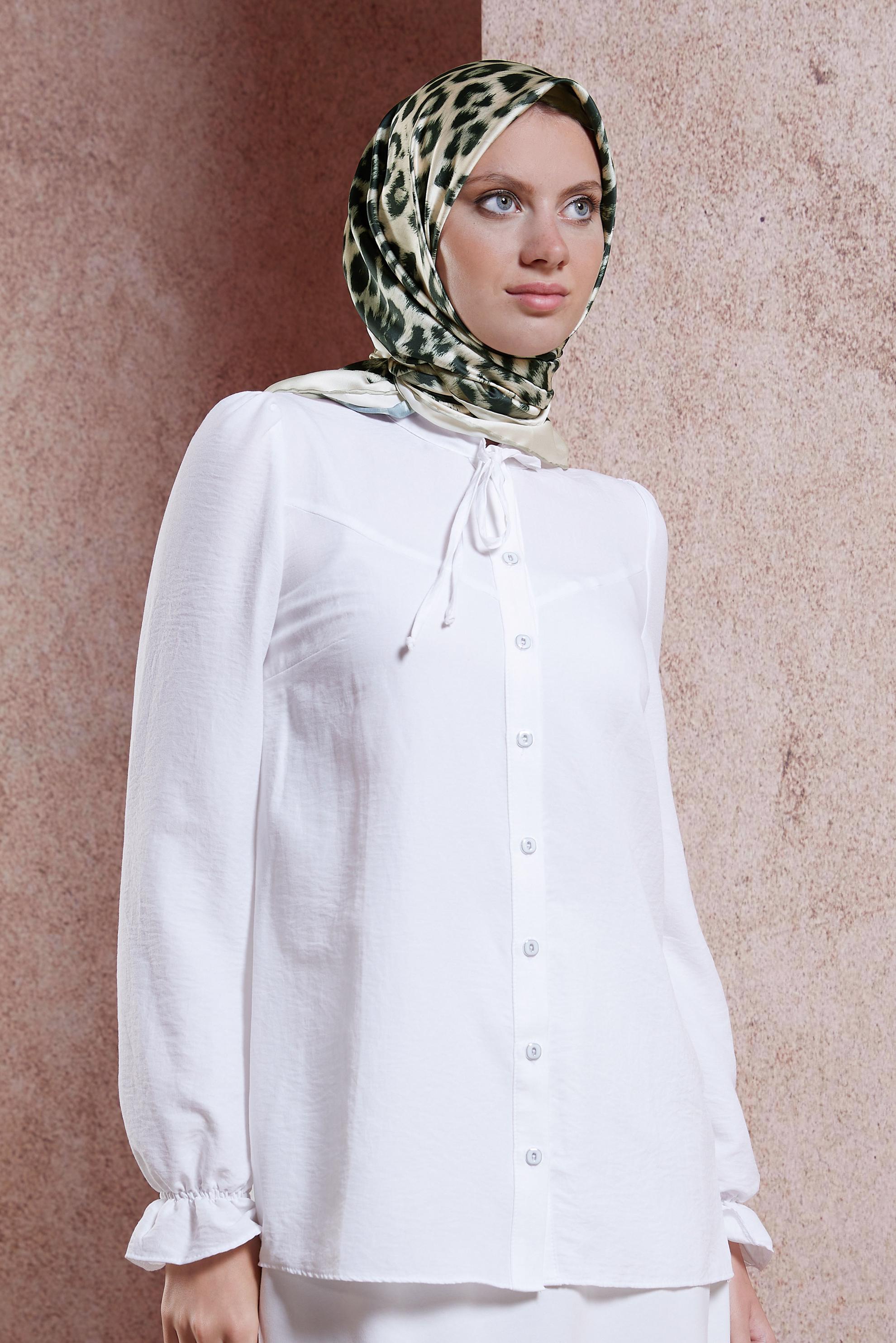 Tesettür giyim BEJ ALVİNA DİJİTAL LEOPAR EŞARP 8032 