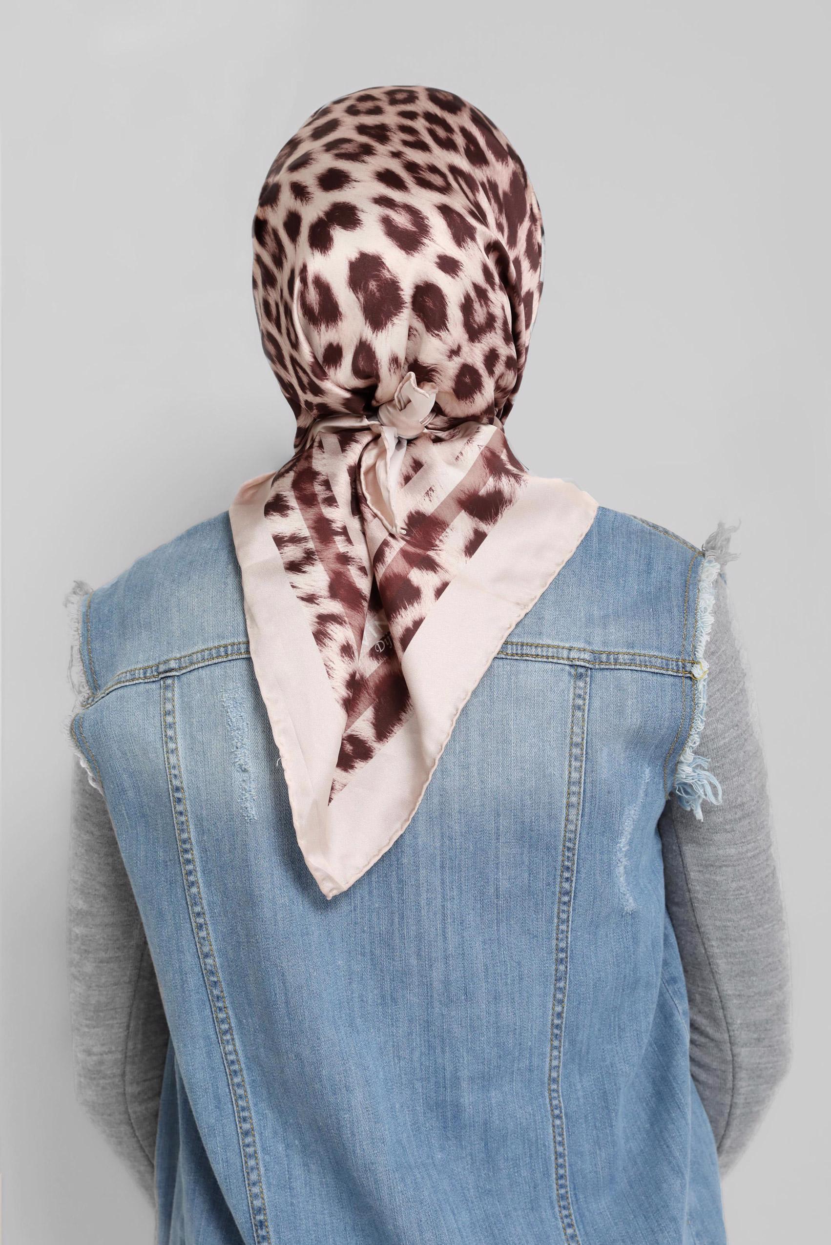 Tesettür giyim PUDRA ALVİNA DİJİTAL LEOPAR EŞARP 8032 