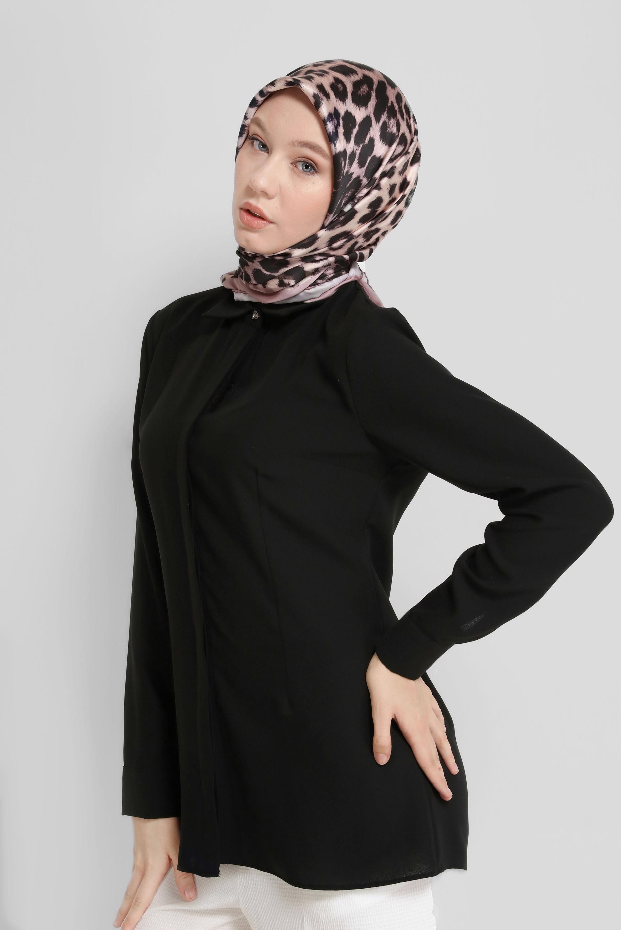 Tesettür giyim SİYAH ALVİNA DİJİTAL LEOPAR EŞARP 8032 