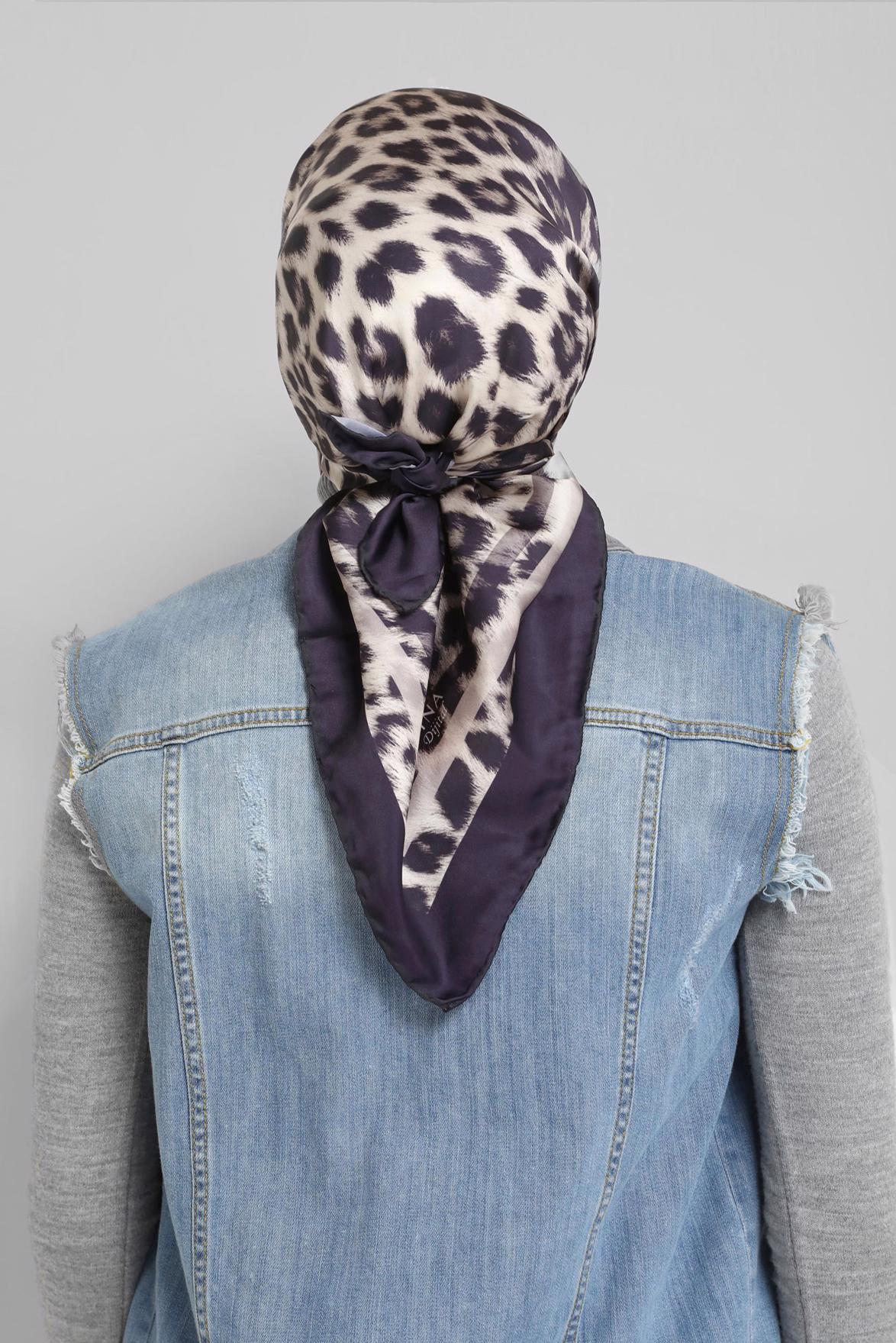 Tesettür giyim MOR ALVİNA DİJİTAL LEOPAR EŞARP 8032 