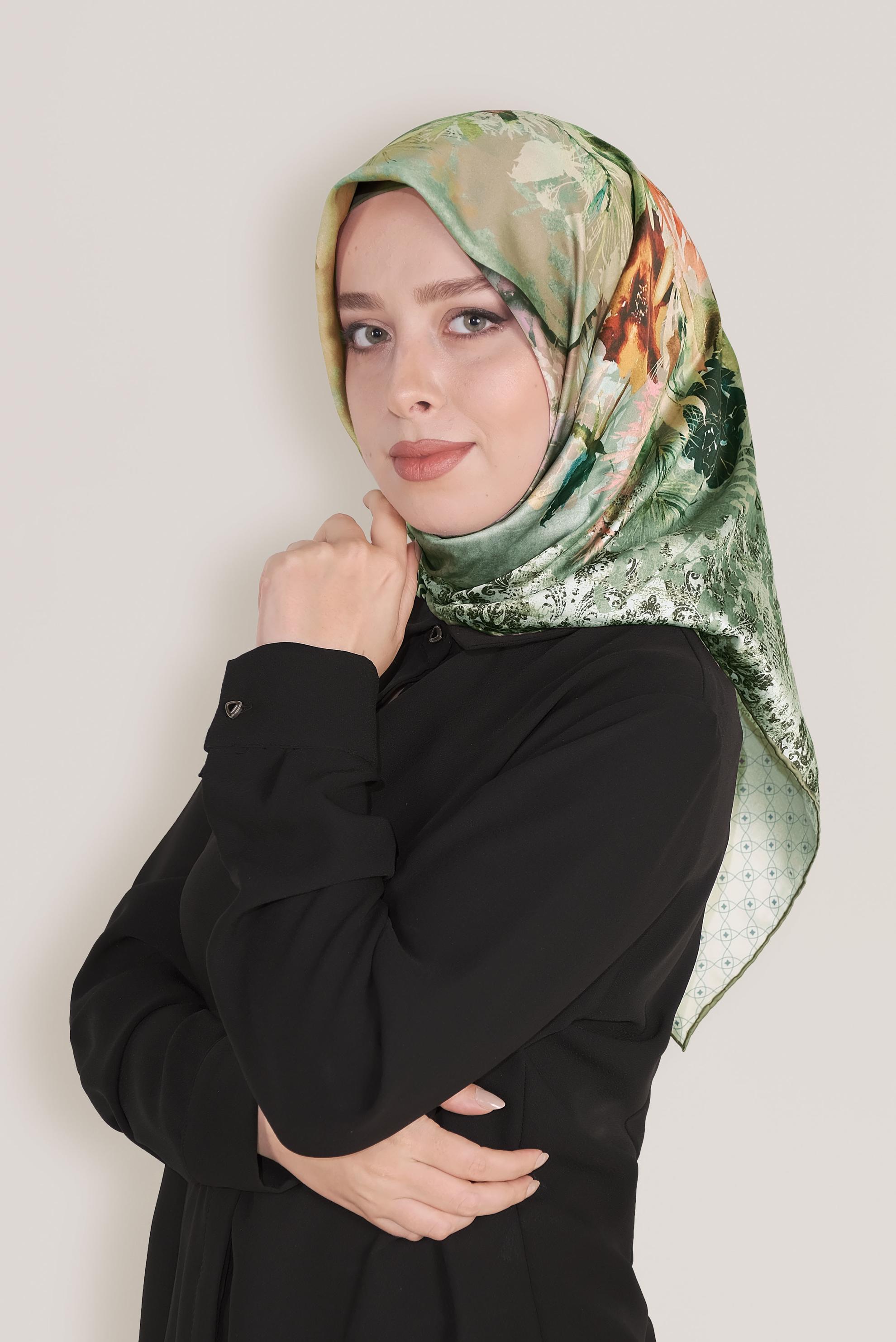 Tesettür giyim HAKİ 8033 ALVİNA DİJİTAL EŞARP