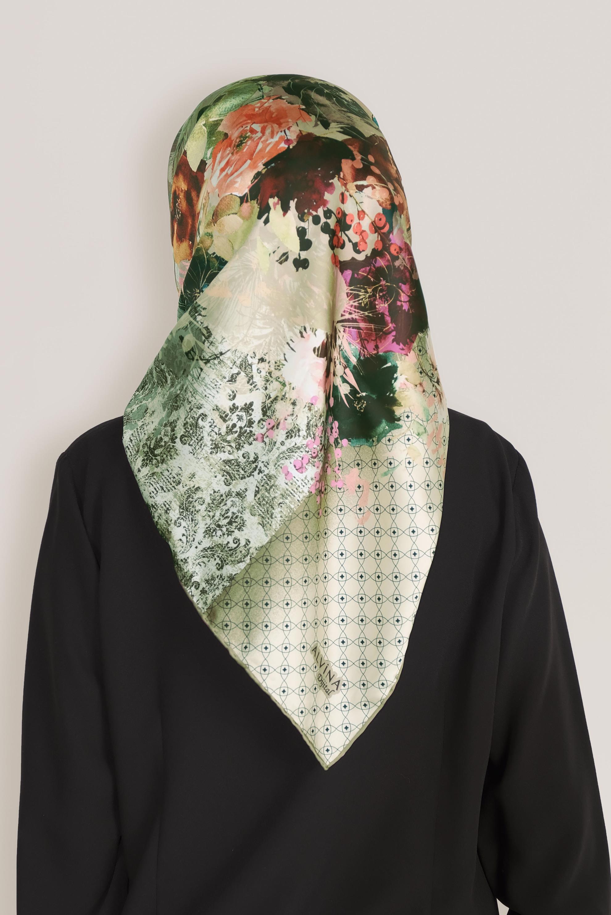 Tesettür giyim HAKİ 8033 ALVİNA DİJİTAL EŞARP