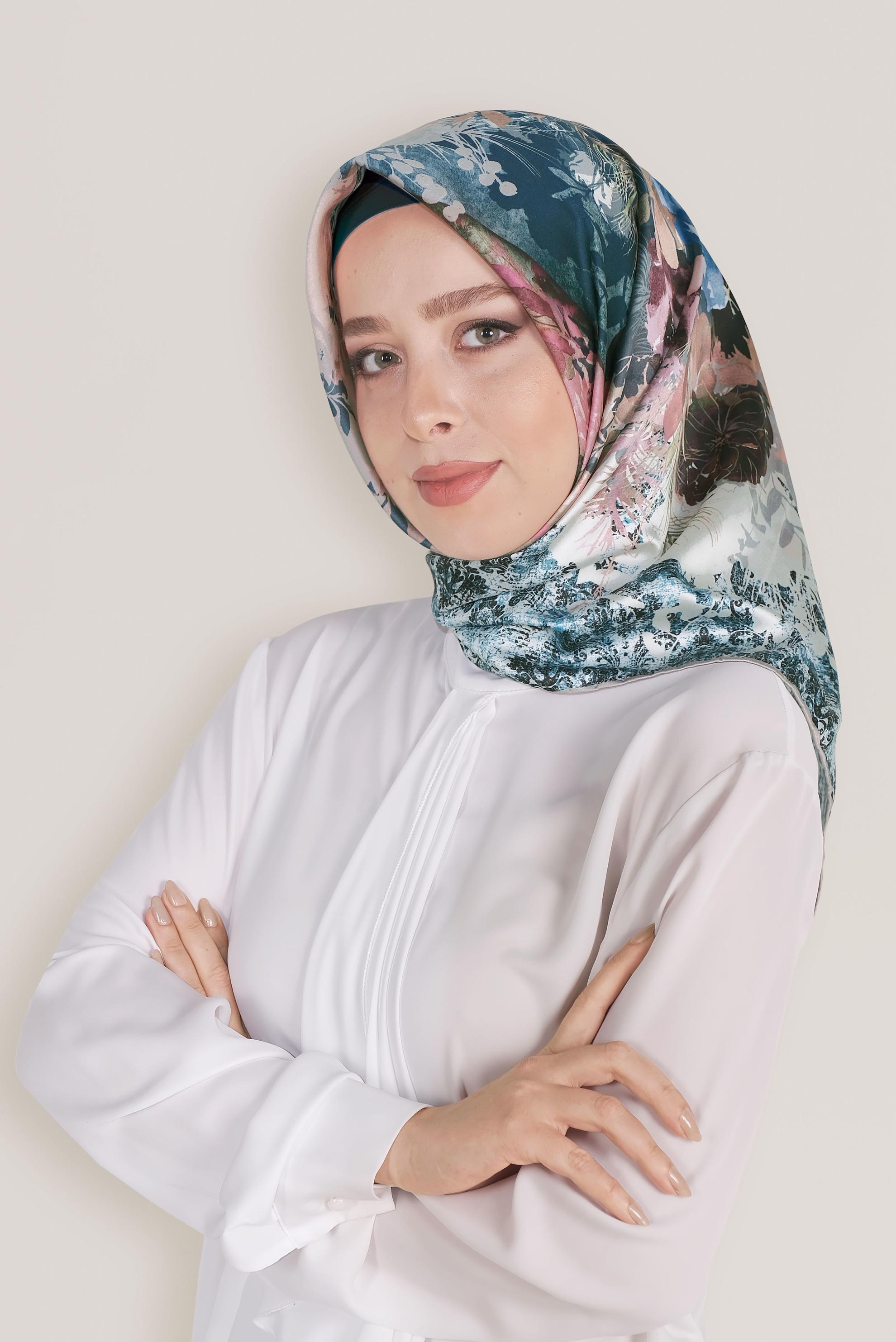 Tesettür giyim VİZON 8033 ALVİNA DİJİTAL EŞARP