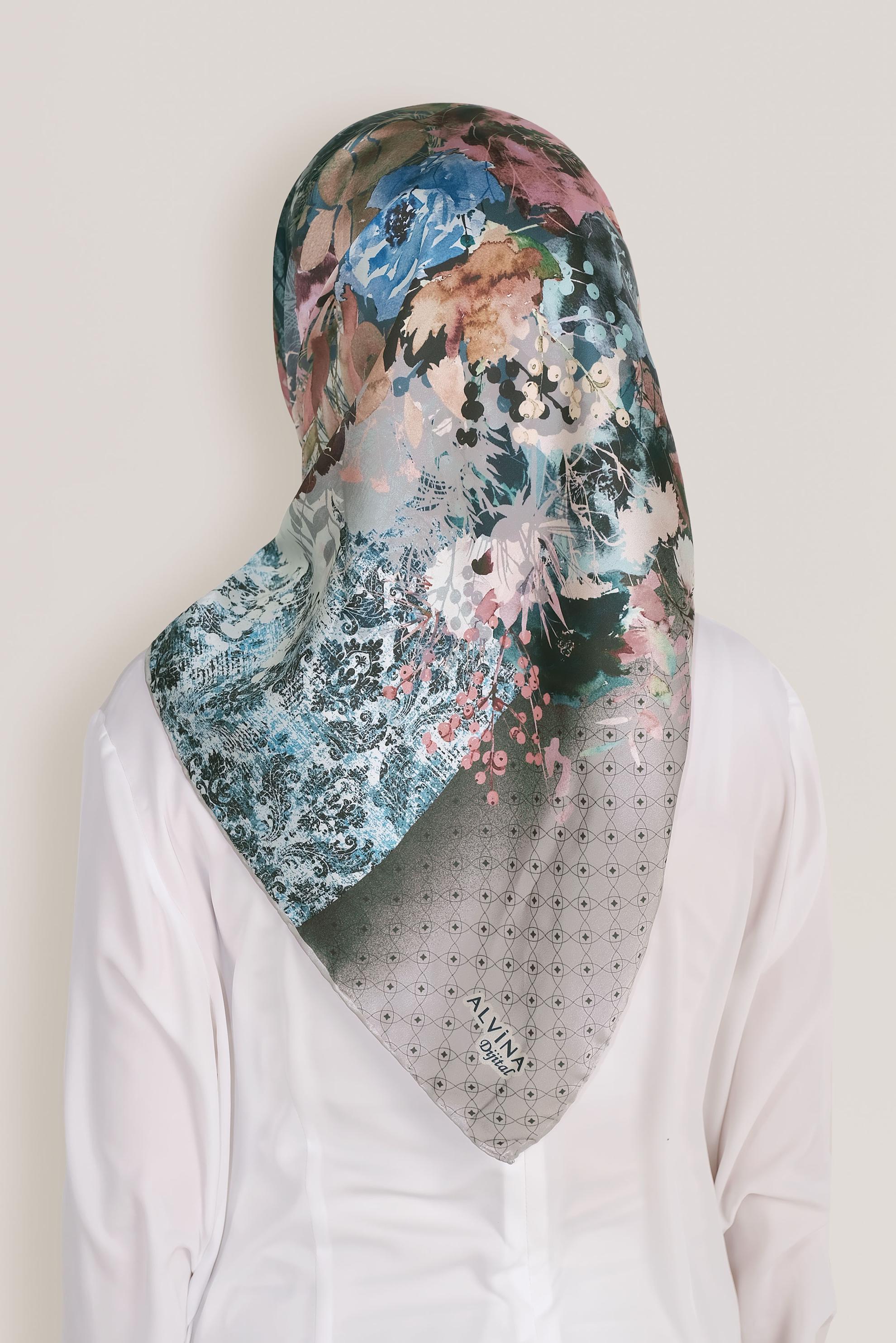 Tesettür giyim VİZON 8033 ALVİNA DİJİTAL EŞARP