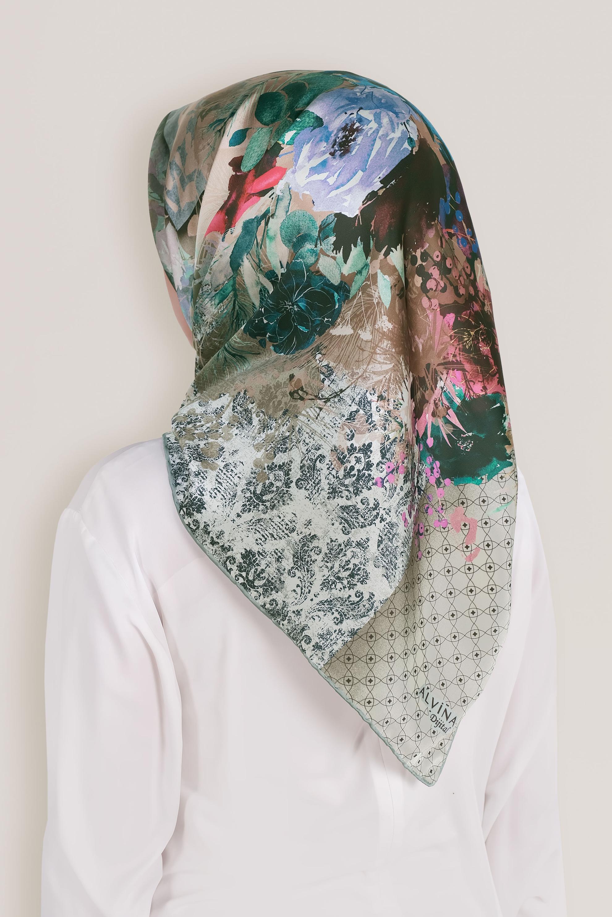 Tesettür giyim MAVİ 8033 ALVİNA DİJİTAL EŞARP