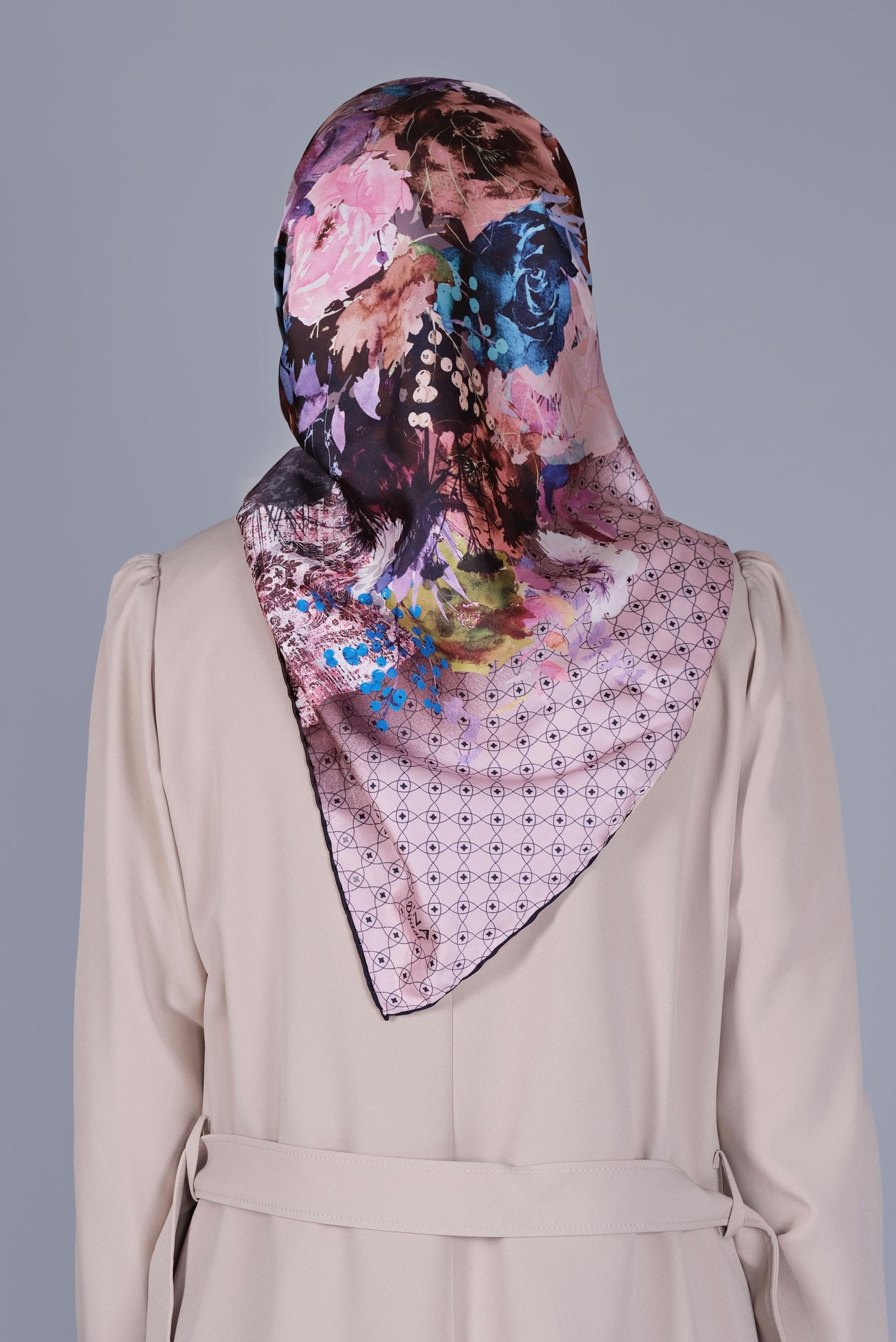 Tesettür giyim PEMBE 8033 ALVİNA DİJİTAL EŞARP